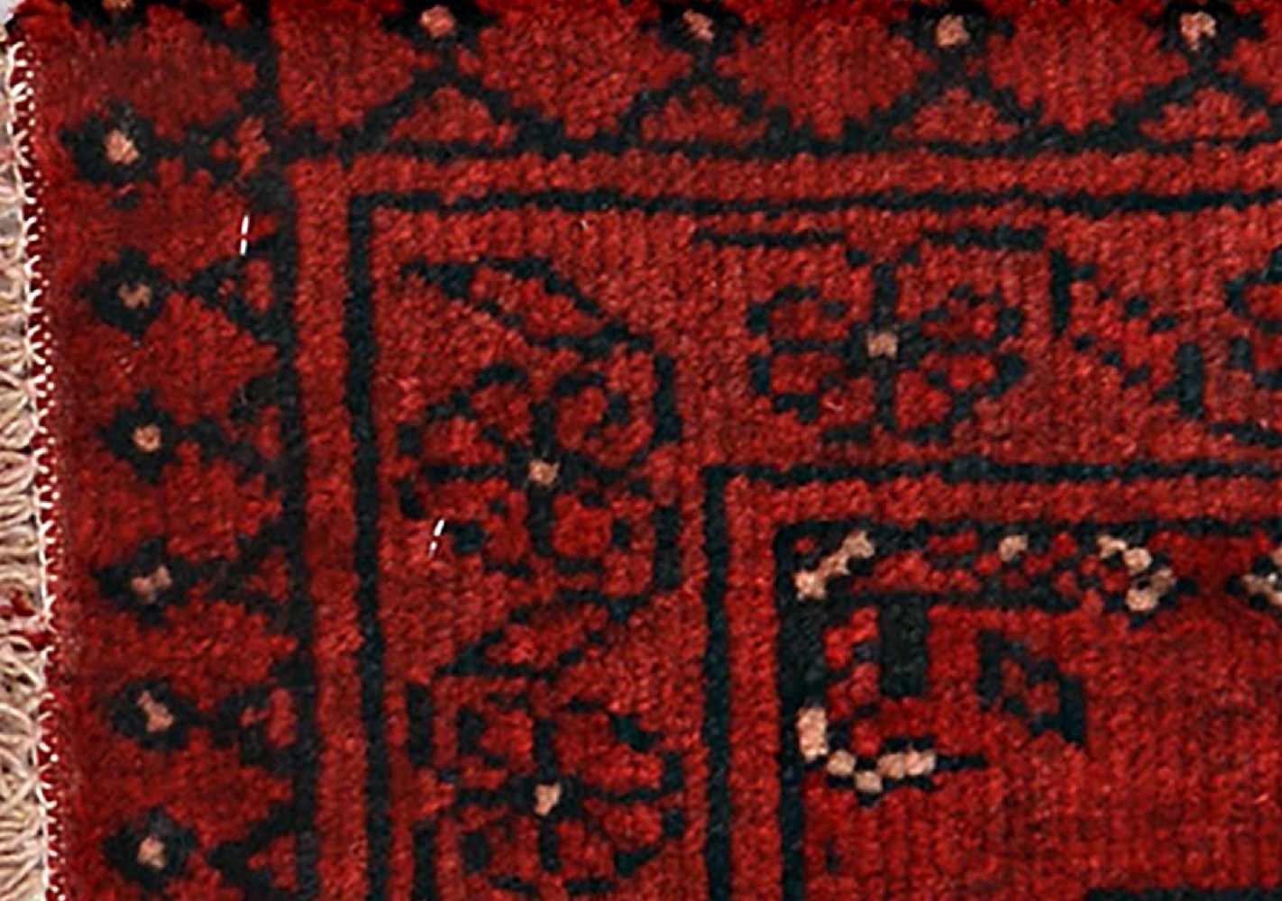 Afghan Aqcha Poshti Teppich 40x60 Handgeknüpft Rot Geometrisch Orient Kurzflor