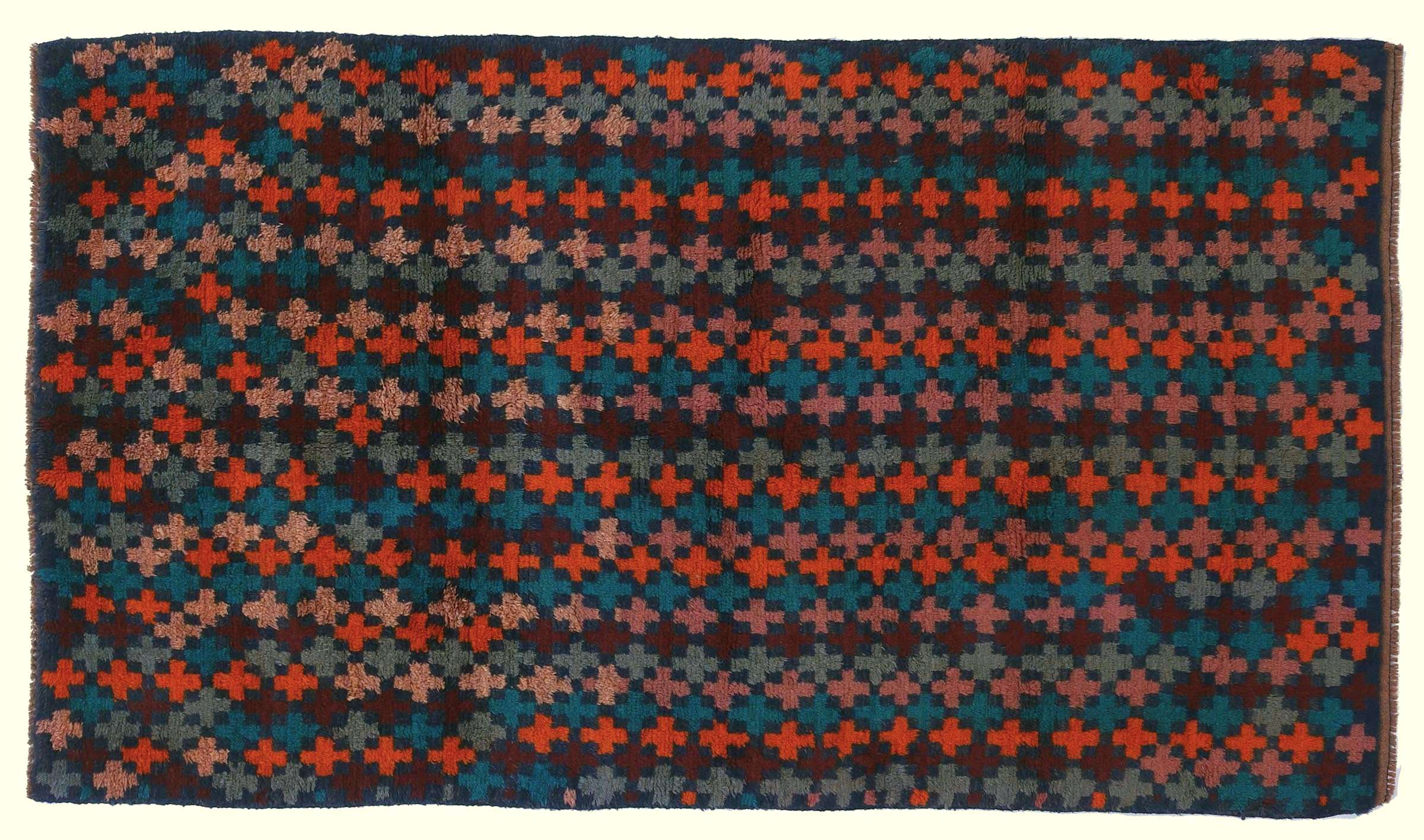Gabbeh Teppich 110x190 Handgeknüpft Blau Streifen Orientalisch UNIKAT Kurzflor