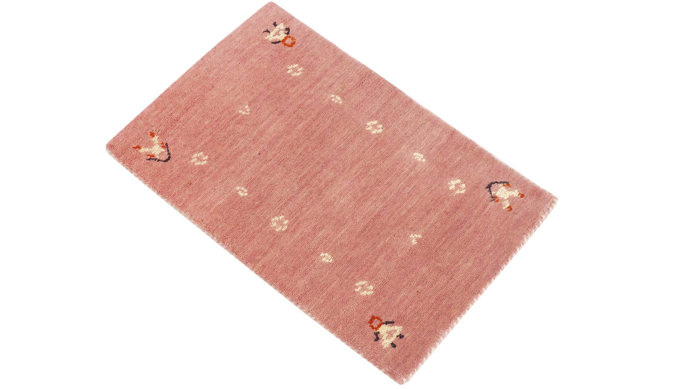 Wool Rug Gabbeh MUTI 40x60 Handwoven Pink Solid Color Handmade Room