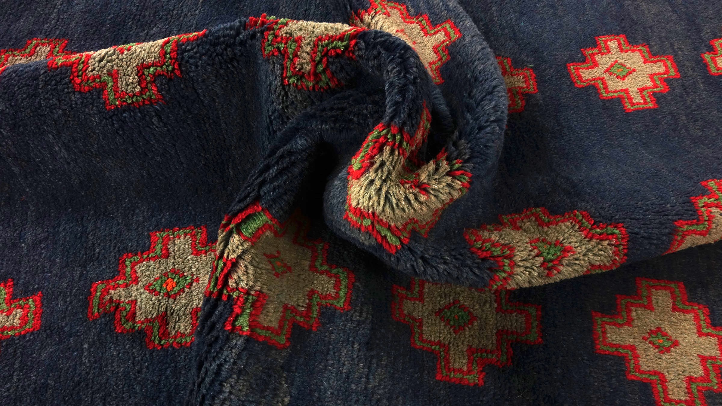 Gabbeh Teppich 120x180 Handgeknüpft Blau Streifen Orientalisch UNIKAT Kurzflor