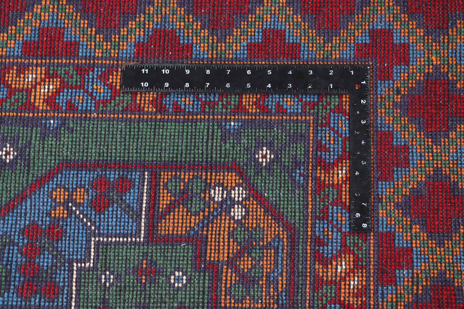 Afghan Akcha Rang Dar Teppich 150x200 Handgeknüpft Grün Durchgemustert Orient Kurzflor
