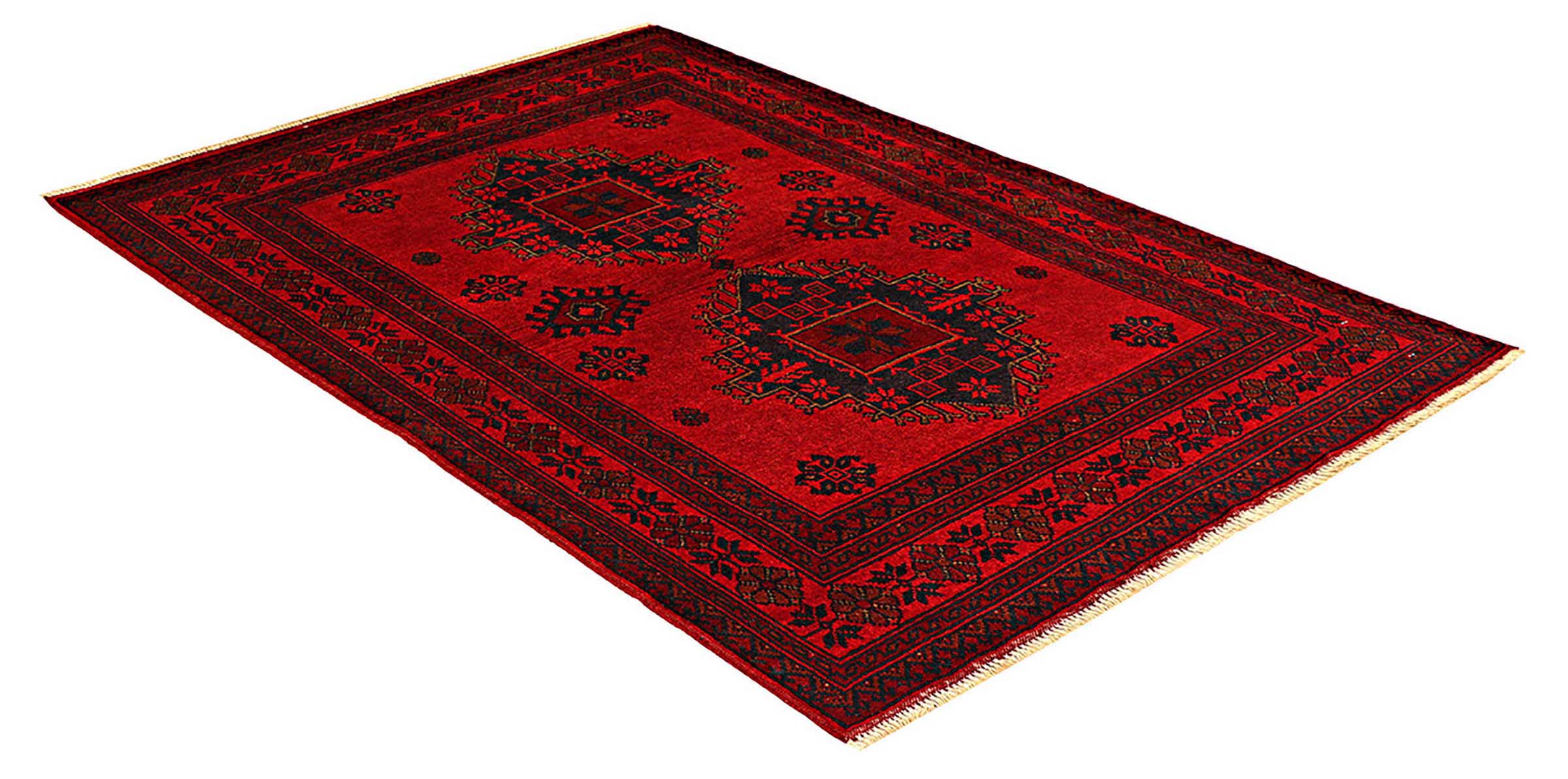Afghan Khal Mohammadi Teppich 100x150 Handgeknüpft Braun Geometrisch Orient Kurzflor