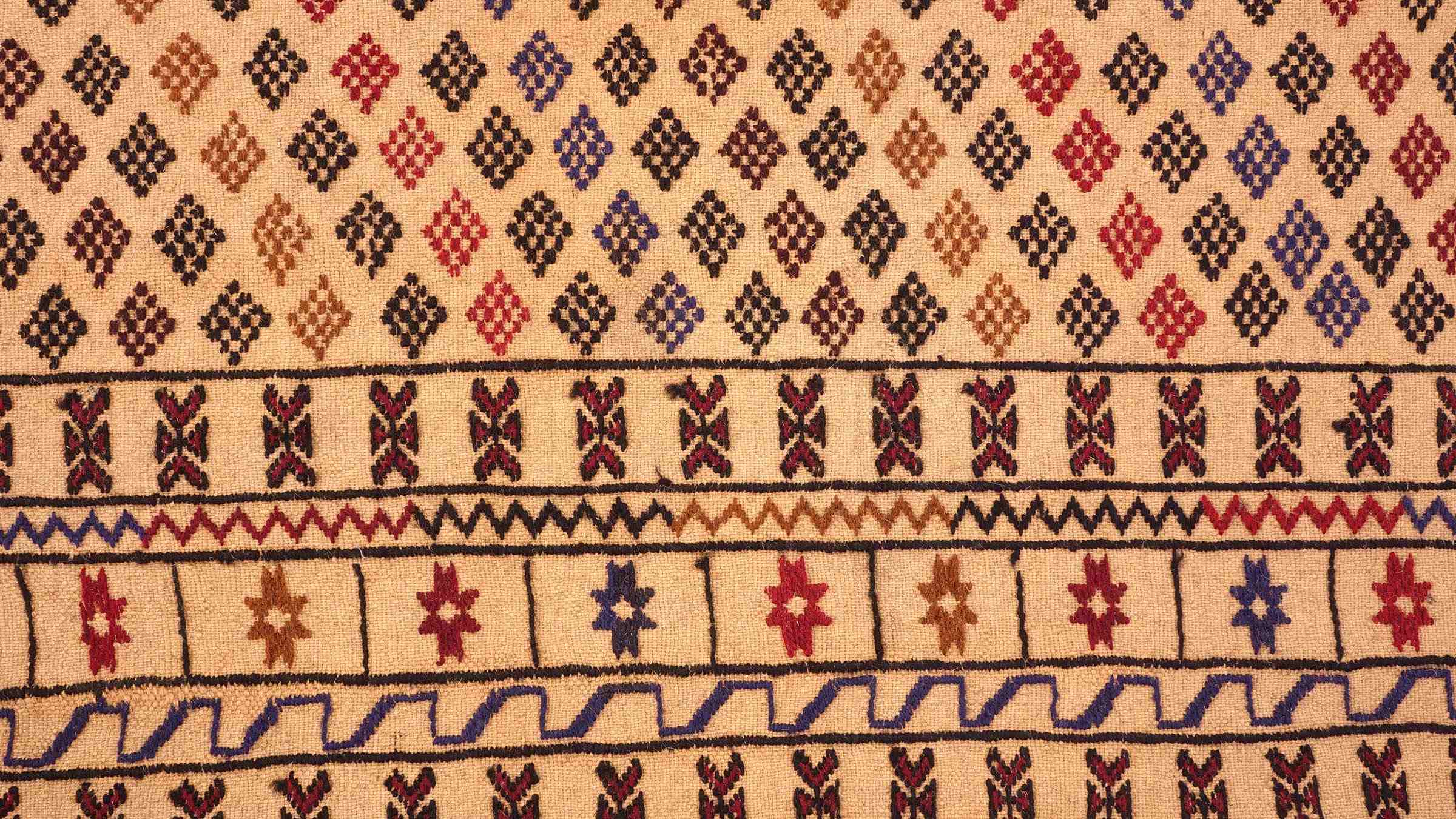 Afghan Kelim Gol Barjasta Teppich 120x180 Handgewebt Gold Geometrisch Handarbeit Gewebt