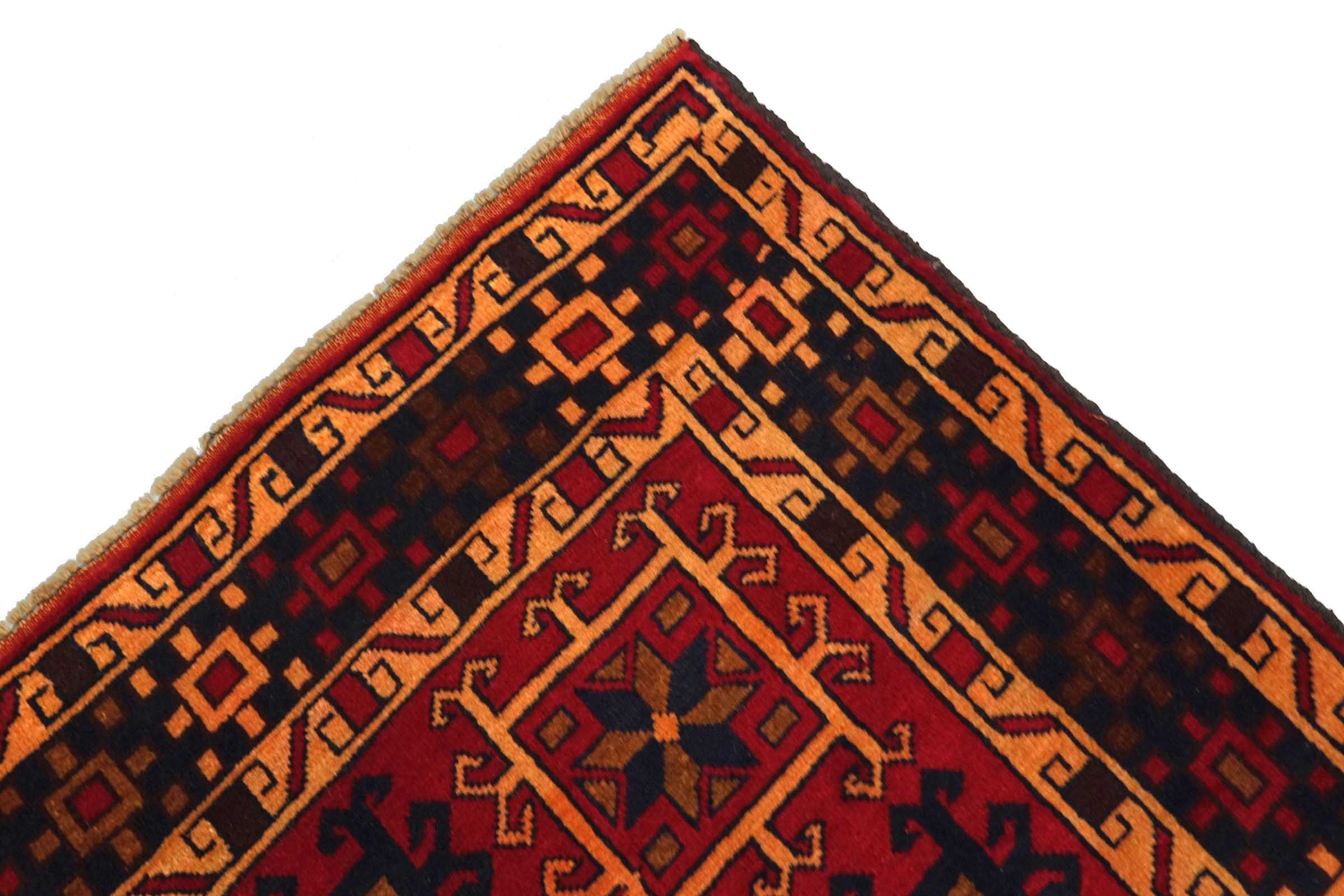 Afghan Belutsch Baluch 120x180 Handgeknüpft Orientteppich Rot Durchgemustert
