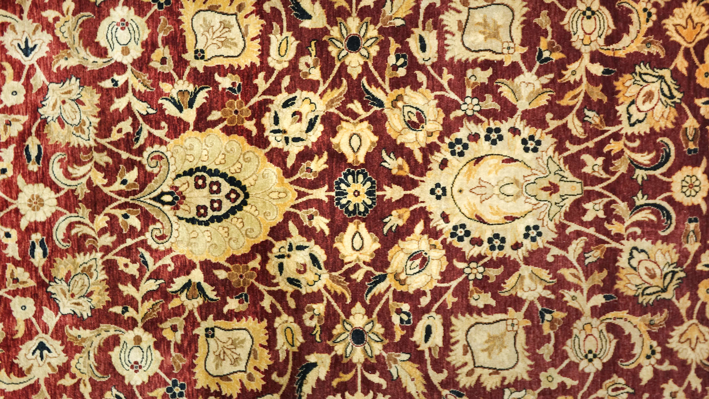 Pakistan Ziegler Ferahan Teppich 280x370 Handgeknüpft Rot Floral Orient Kurzflor
