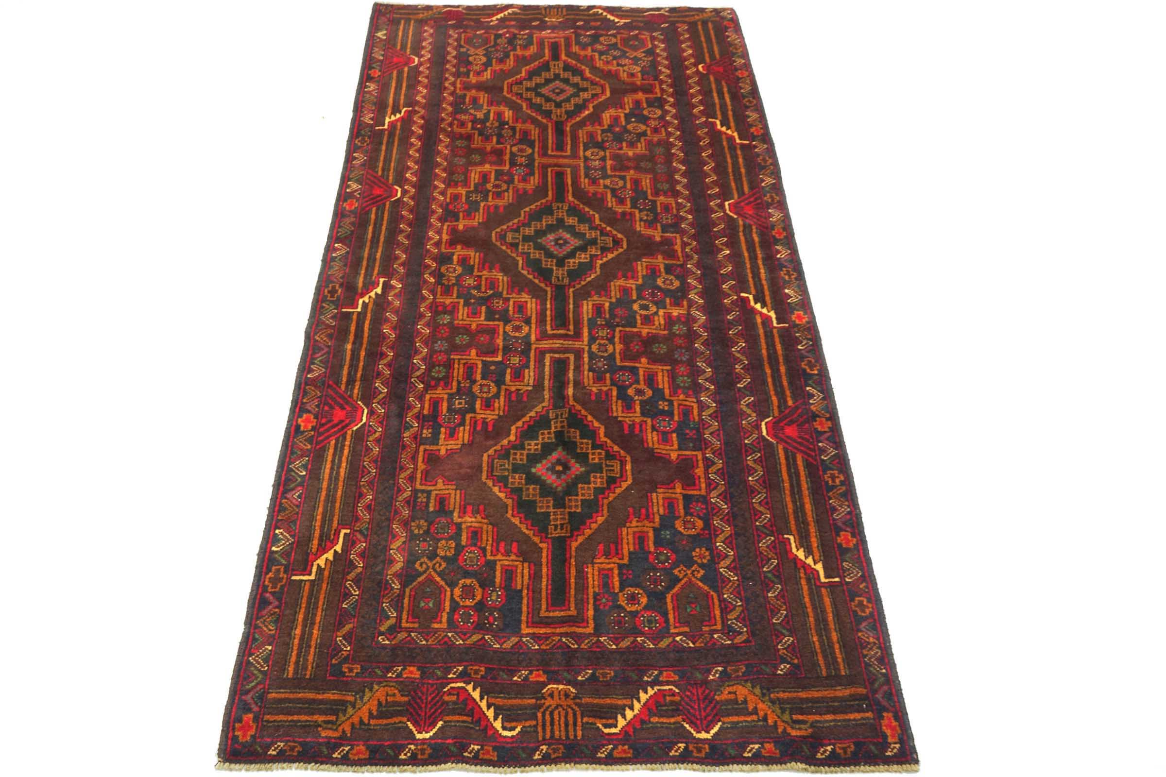 Afghan Belutsch Baluch 140x180 Handgeknüpft Orientteppich Braun Geometrisch