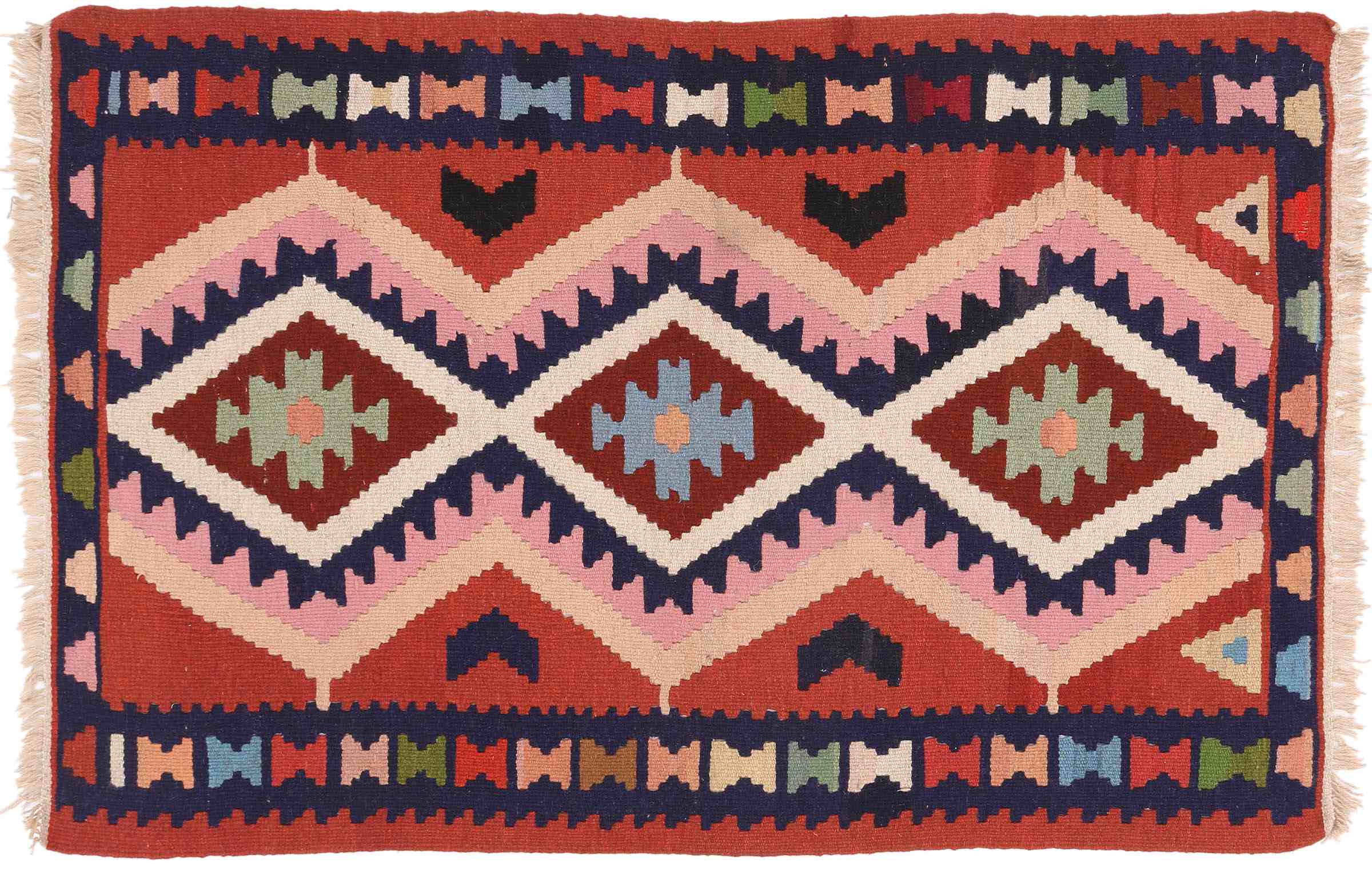 Perserteppich Kelim Ardebil 100x150 Handgewebt Braun Geometrisch Handarbeit Zimmer