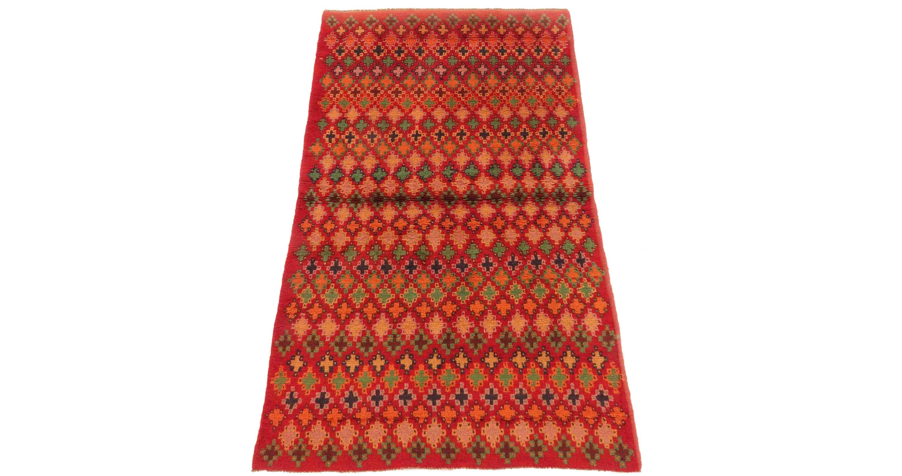Gabbeh Teppich 100x180 Handgeknüpft Rot Streifen Orientalisch UNIKAT Kurzflor