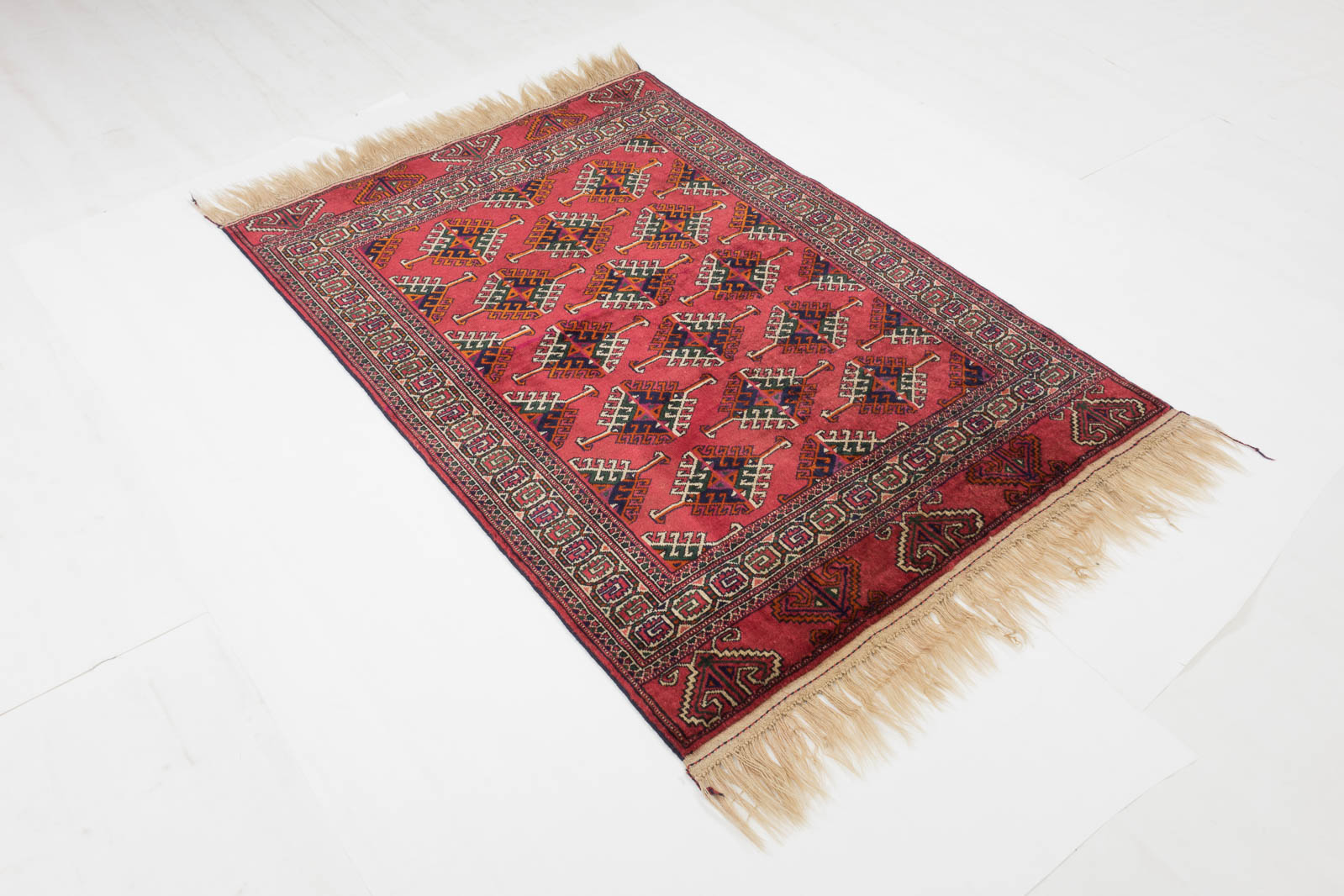 Kaukasus Buchara 100x150 Handgeknüpft Teppich Rot Geometrisch Muster Kurzflor