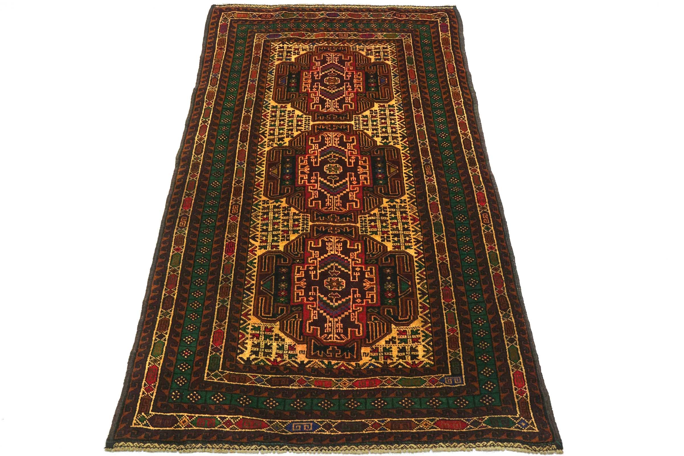 Afghan Belutsch Baluch 120x180 Handgeknüpft Orientteppich Beige Geometrisch