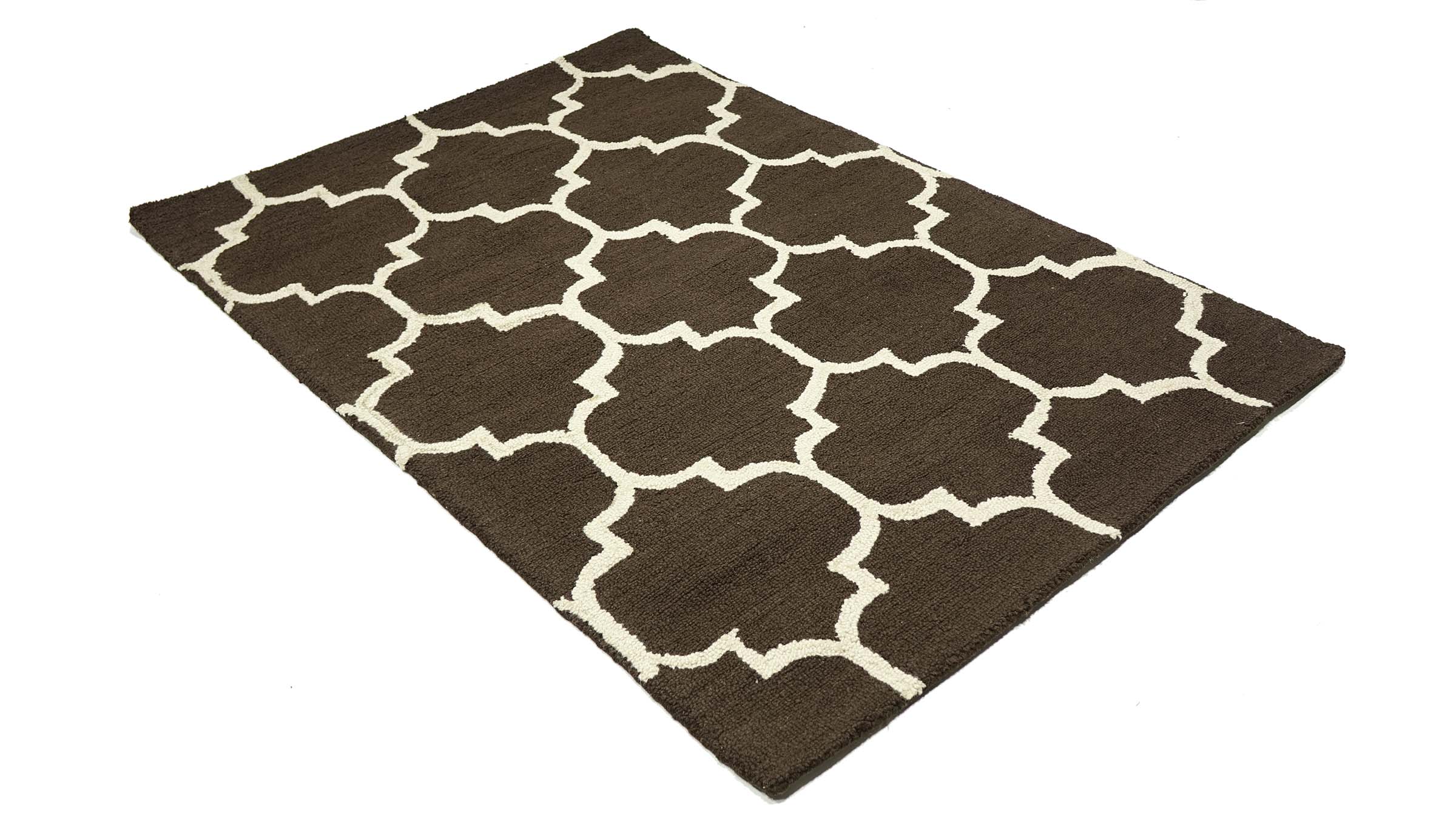 Carpet Moroccan Design 120x180 Brown Ornaments Hand Tufted Modern