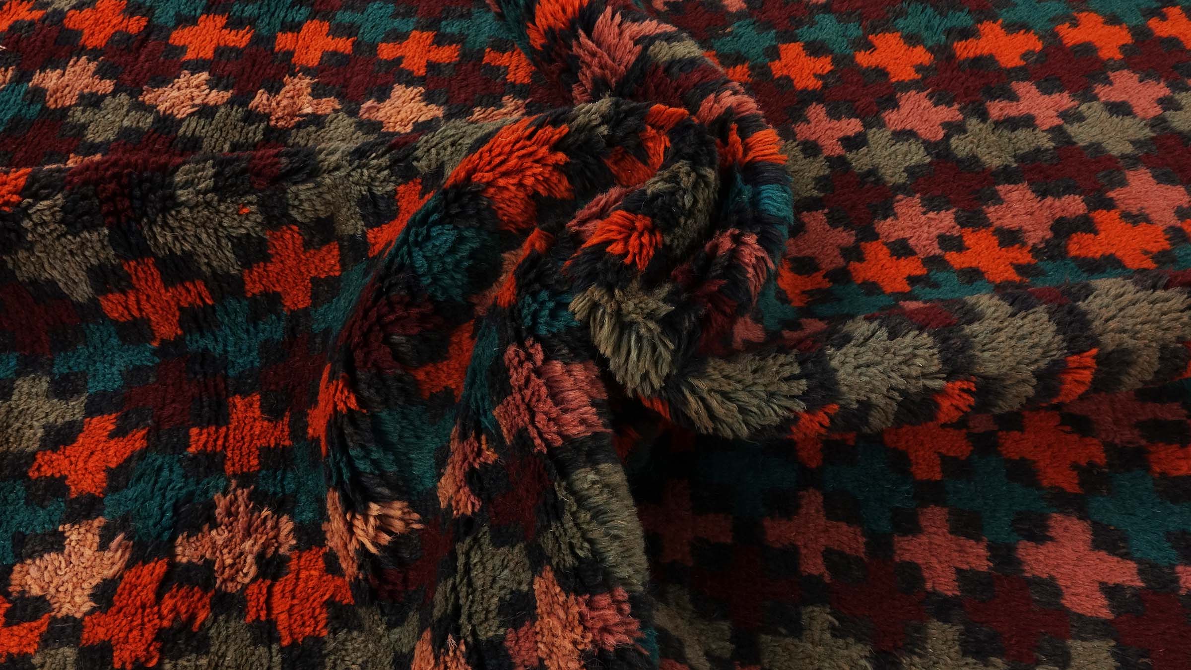 Gabbeh Teppich 110x190 Handgeknüpft Blau Streifen Orientalisch UNIKAT Kurzflor