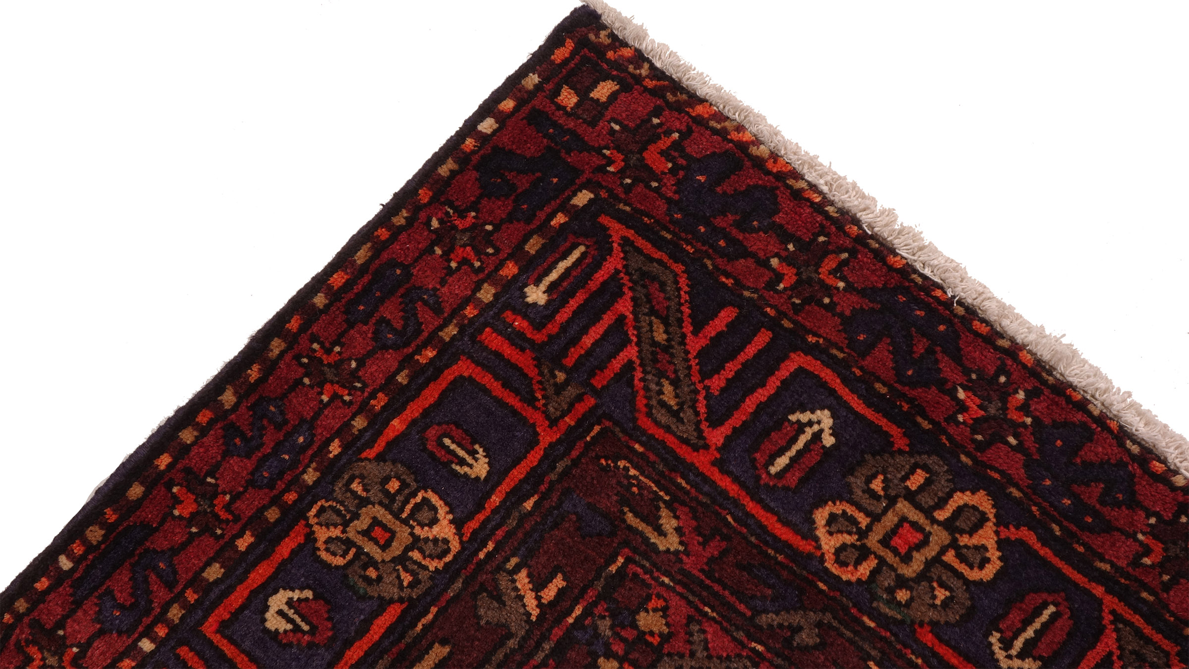 Perserteppich Hamadan Tiere 160x300 Handgeknüpft Rot Spiegelmuster Orientalisch UNIKAT