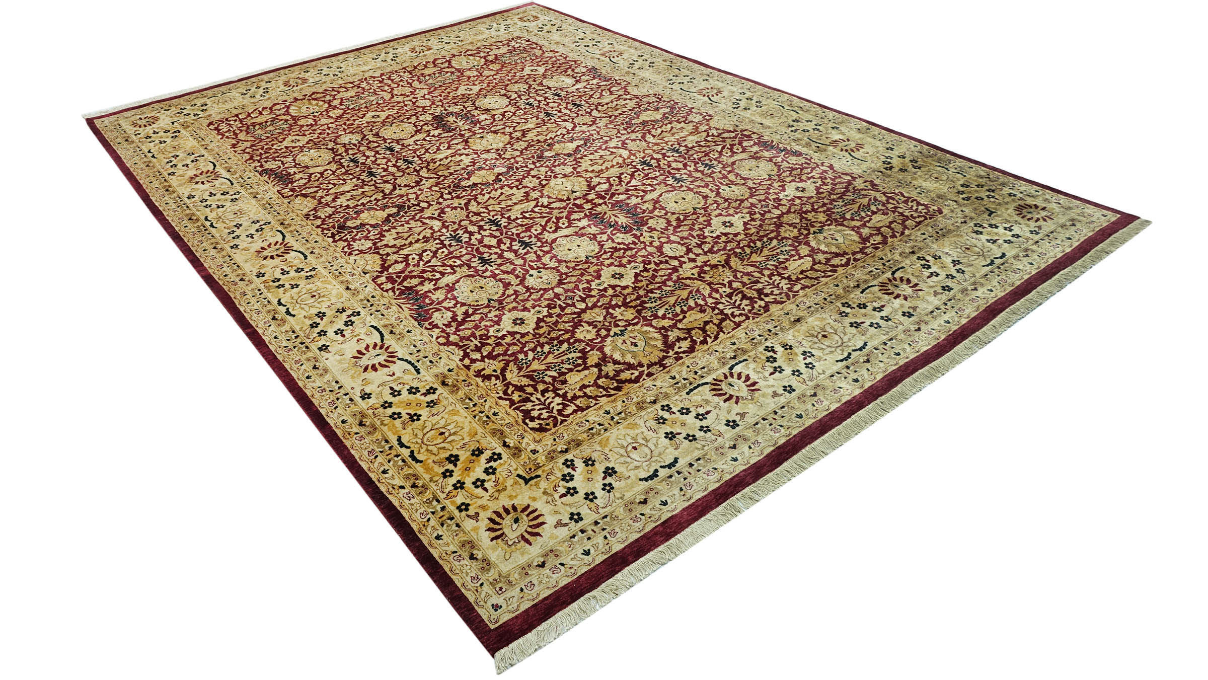 Pakistan Ziegler Ferahan Teppich 280x380 Handgeknüpft Rot Floral Orient Kurzflor