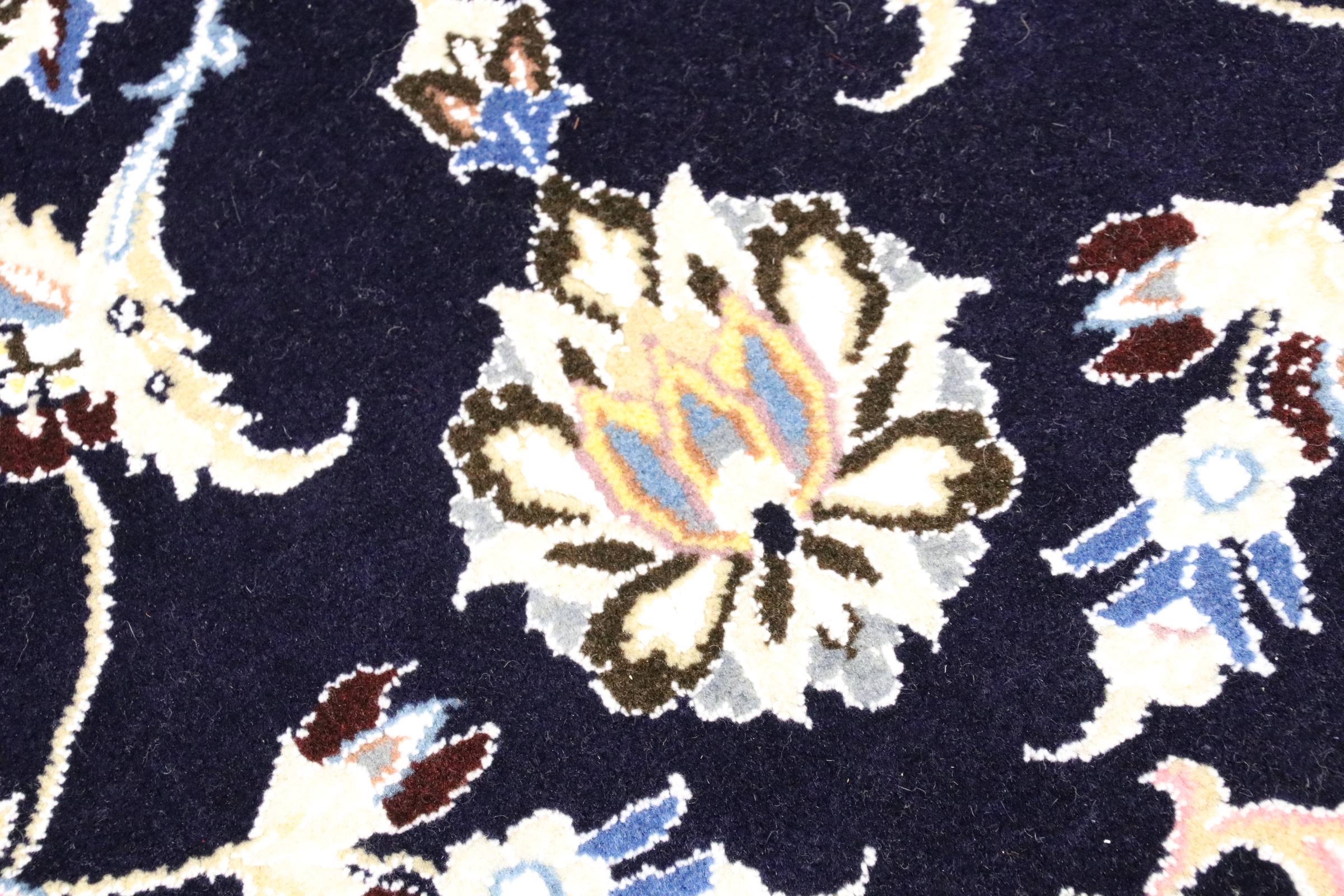 Perserteppich Nain 9LA 200x300 Handgeknüpft Dunkelblau Medaillon Orientalisch UNIKAT