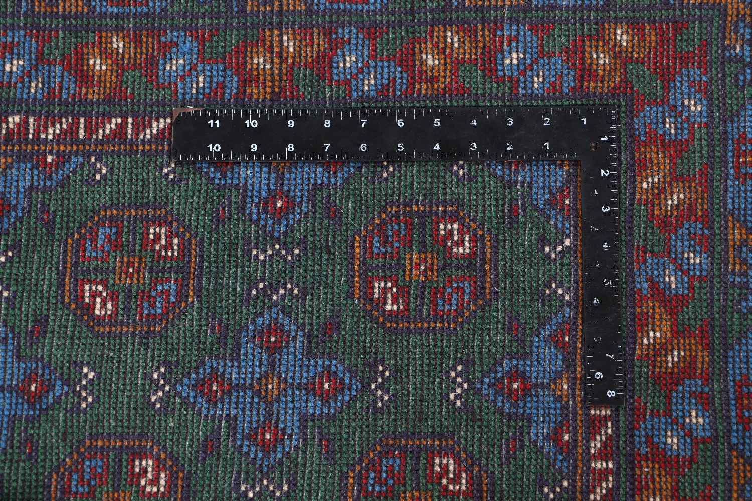 Afghan Akcha Rang Dar Teppich 120x180 Handgeknüpft Grün Durchgemustert Orient Kurzflor