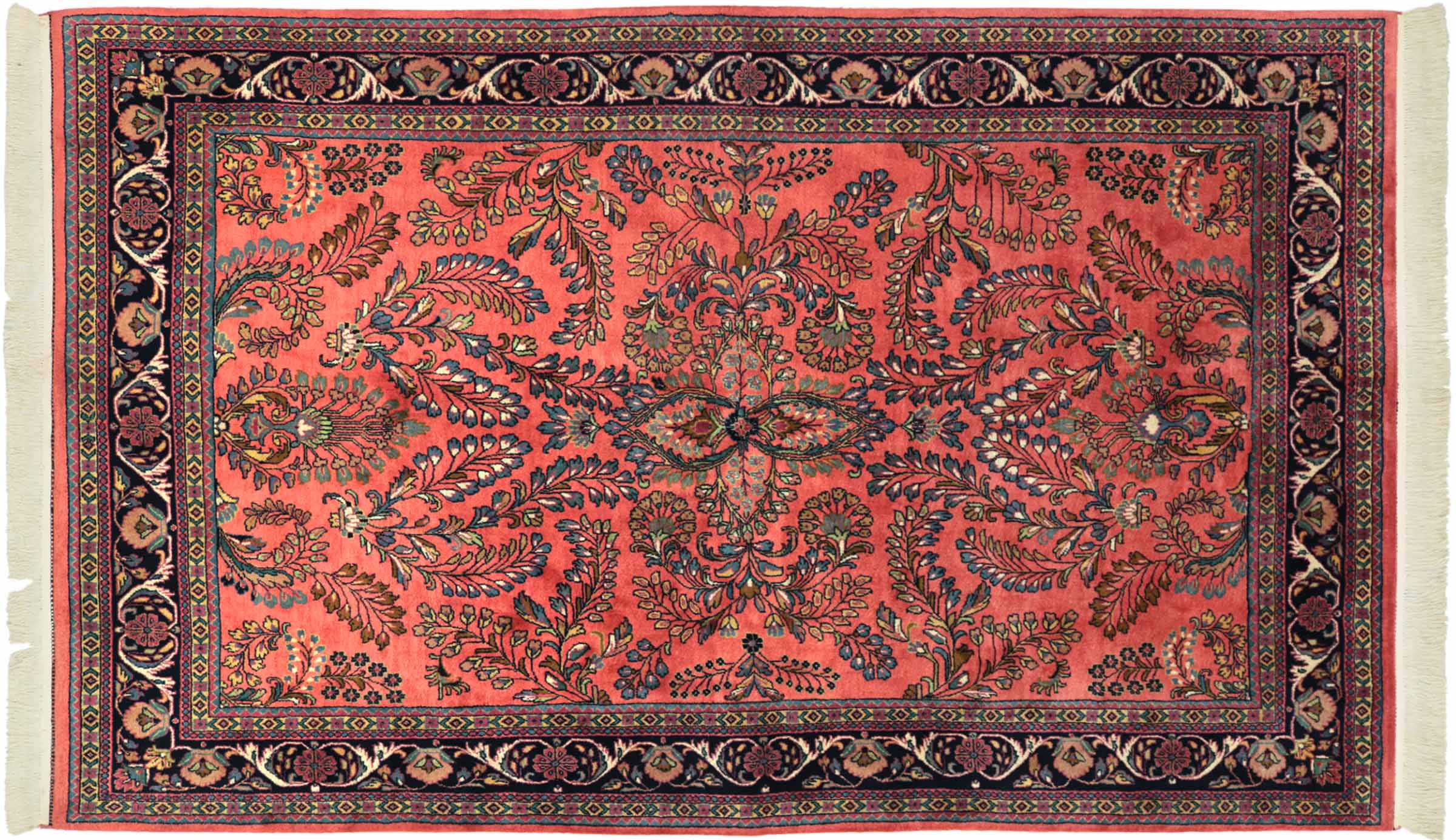 Sarough Teppich 170x250 Handgeknüpft Rosa Floral Wolle Kurzflor Rug