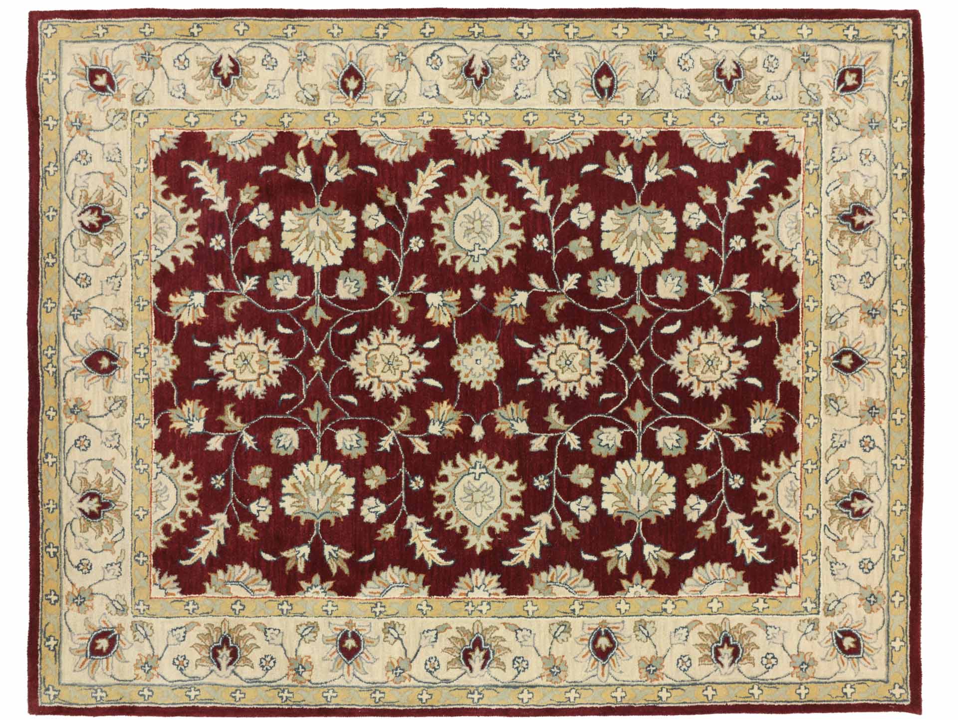 Handgefertigter Teppich 250x300 Rot Floral Handarbeit Handtuft Modern