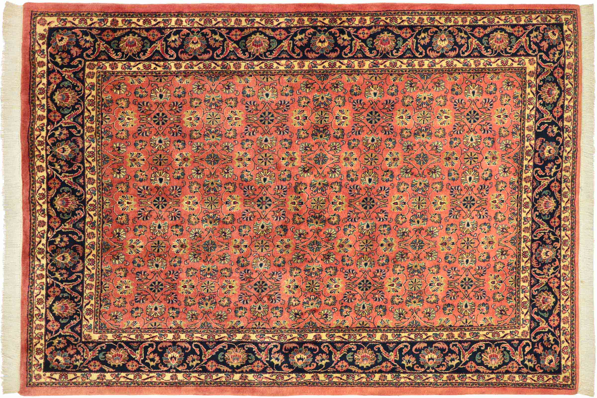 Sarough Teppich 210x240 Handgeknüpft Quadratisch Rosa Floral Wolle Kurzflor Rug