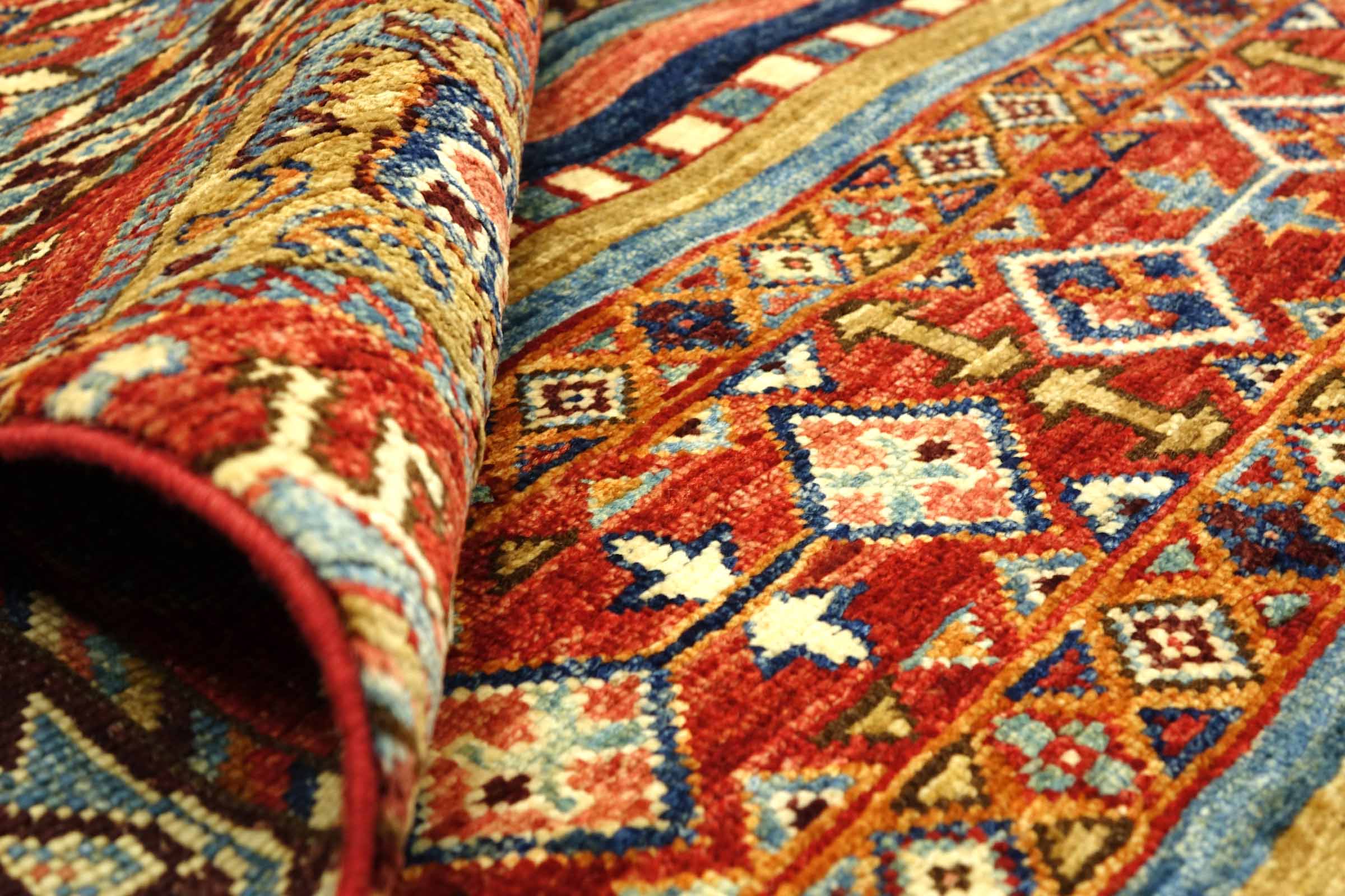 Afghan Khorjin Shaal 180x260 Handgeknüpft Orientteppich Rot Streifen Wolle