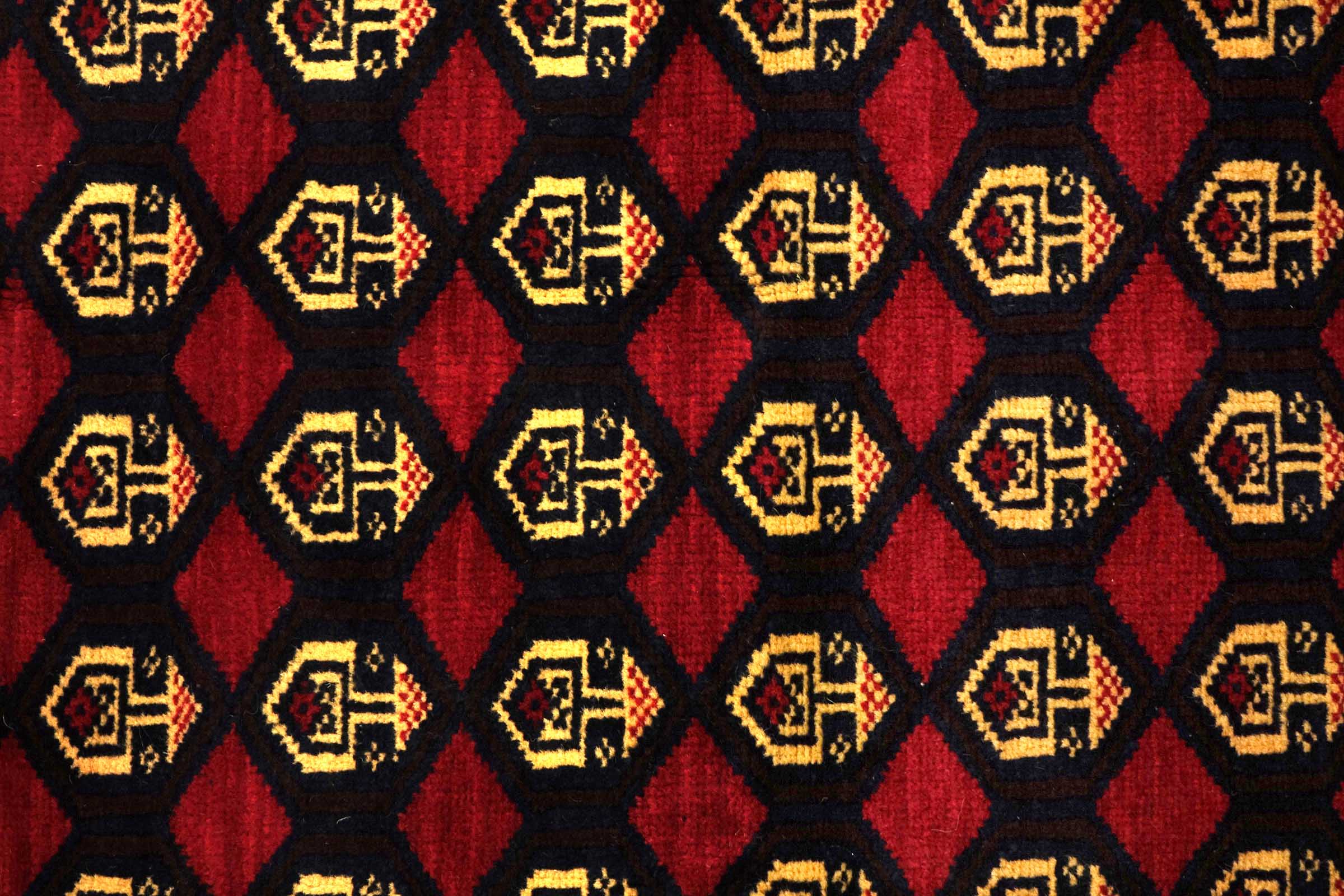 Afghan Belutsch Baluch 120x210 Handgeknüpft Orientteppich Rot Durchgemustert