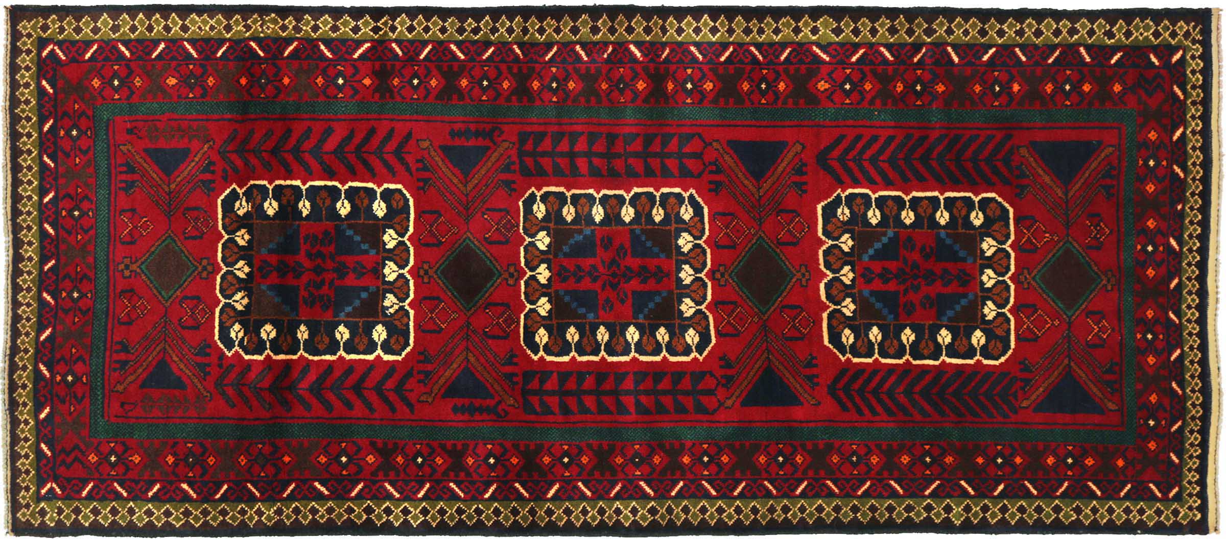 Afghan Belutsch Baluch 110x200 Handgeknüpft Orientteppich Rot Geometrisch Wolle