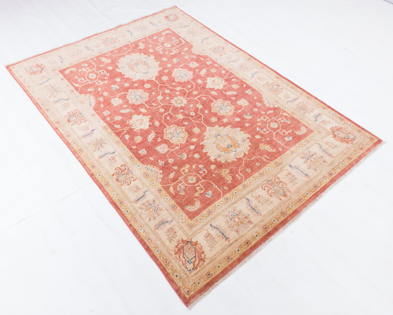 Afghan fine Ferahan Ziegler carpet 150x200 hand-knotted beige floral pattern Orient