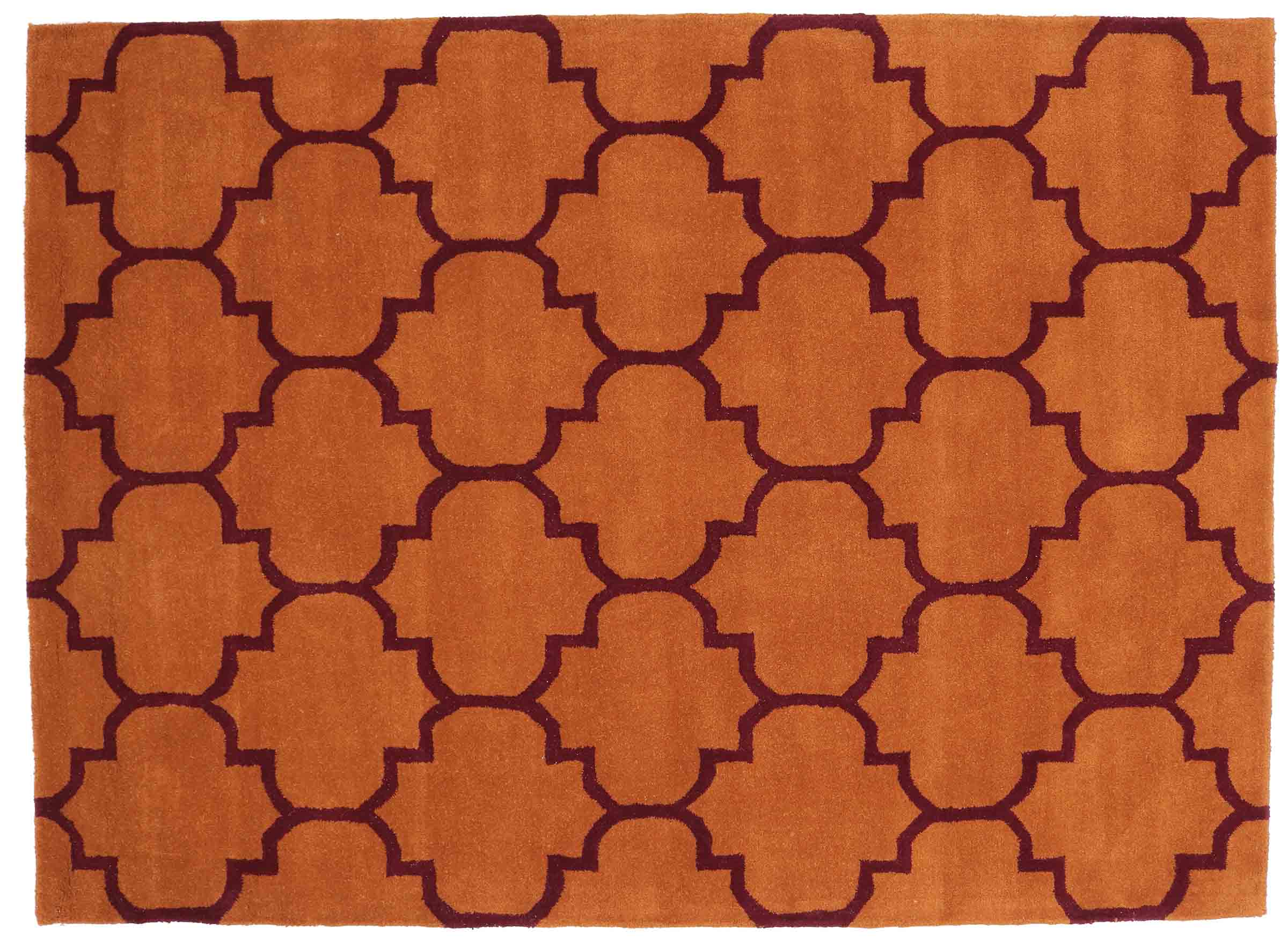 Handgefertigter moderner Wollteppich 160x230 Orange Ornamente Handarbeit Handtuft