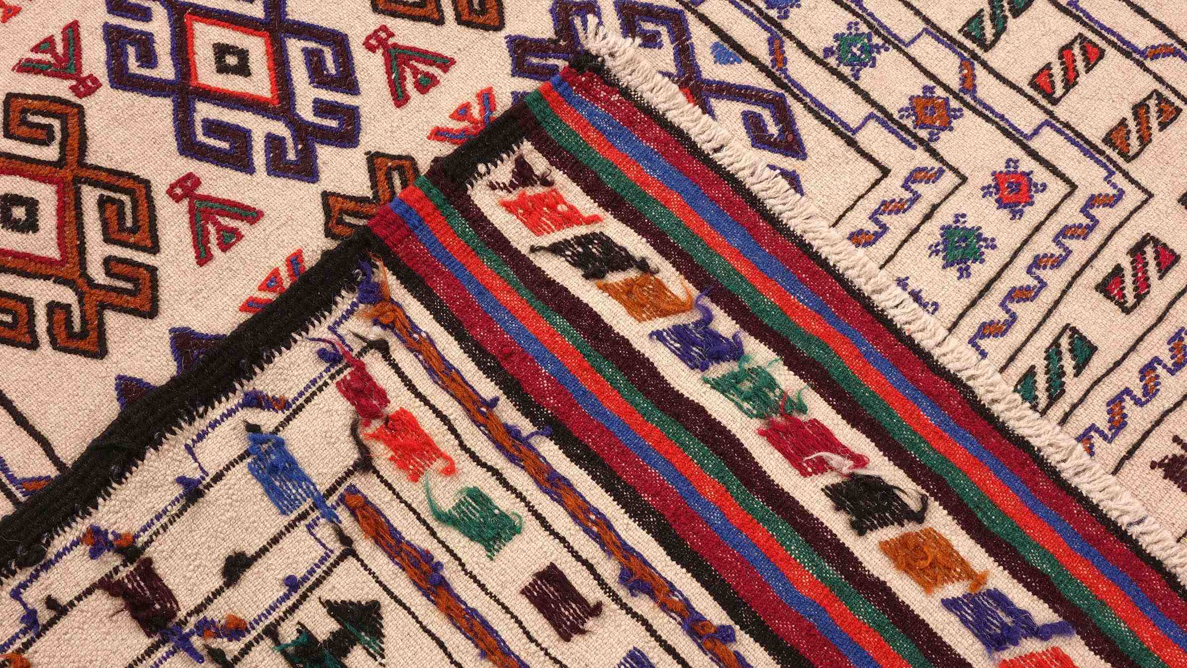 Afghan Kelim Gol Barjasta Teppich 120x180 Handgewebt Beige Geometrisch Handarbeit