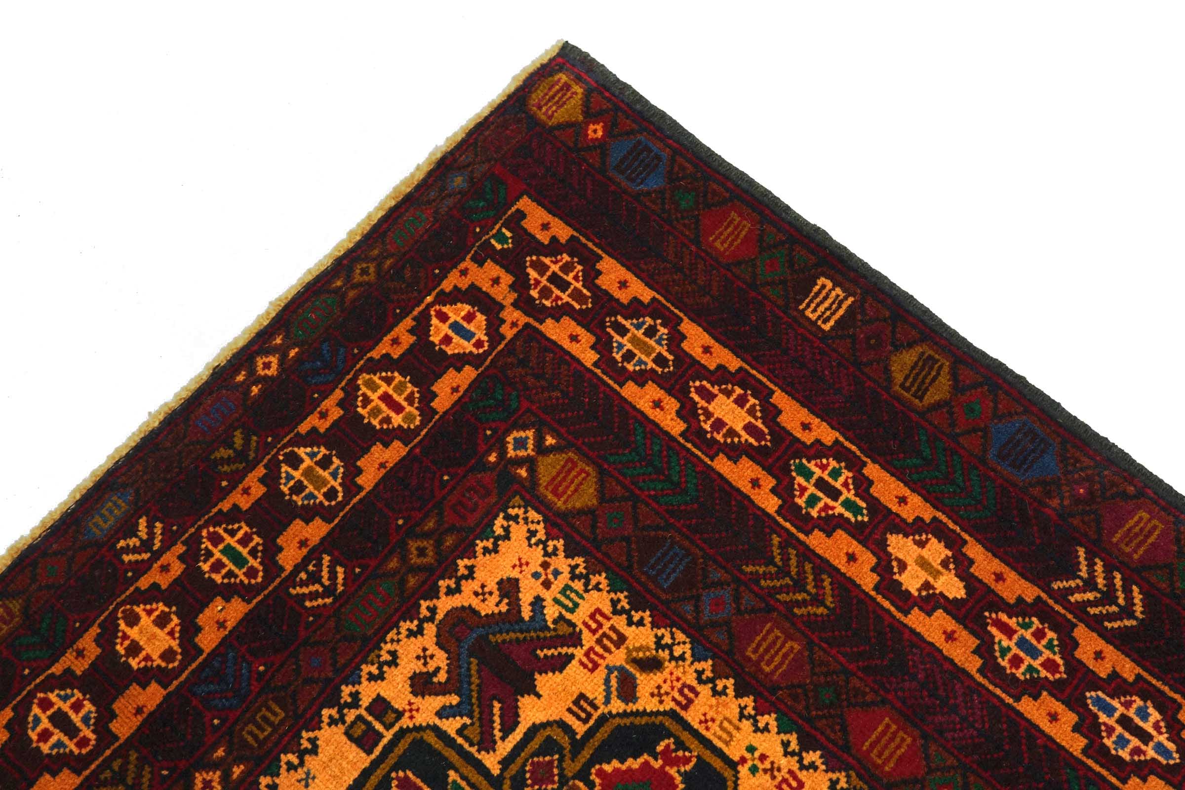 Afghan Belutsch Baluch 110x200 Handgeknüpft Orientteppich Beige Geometrisch