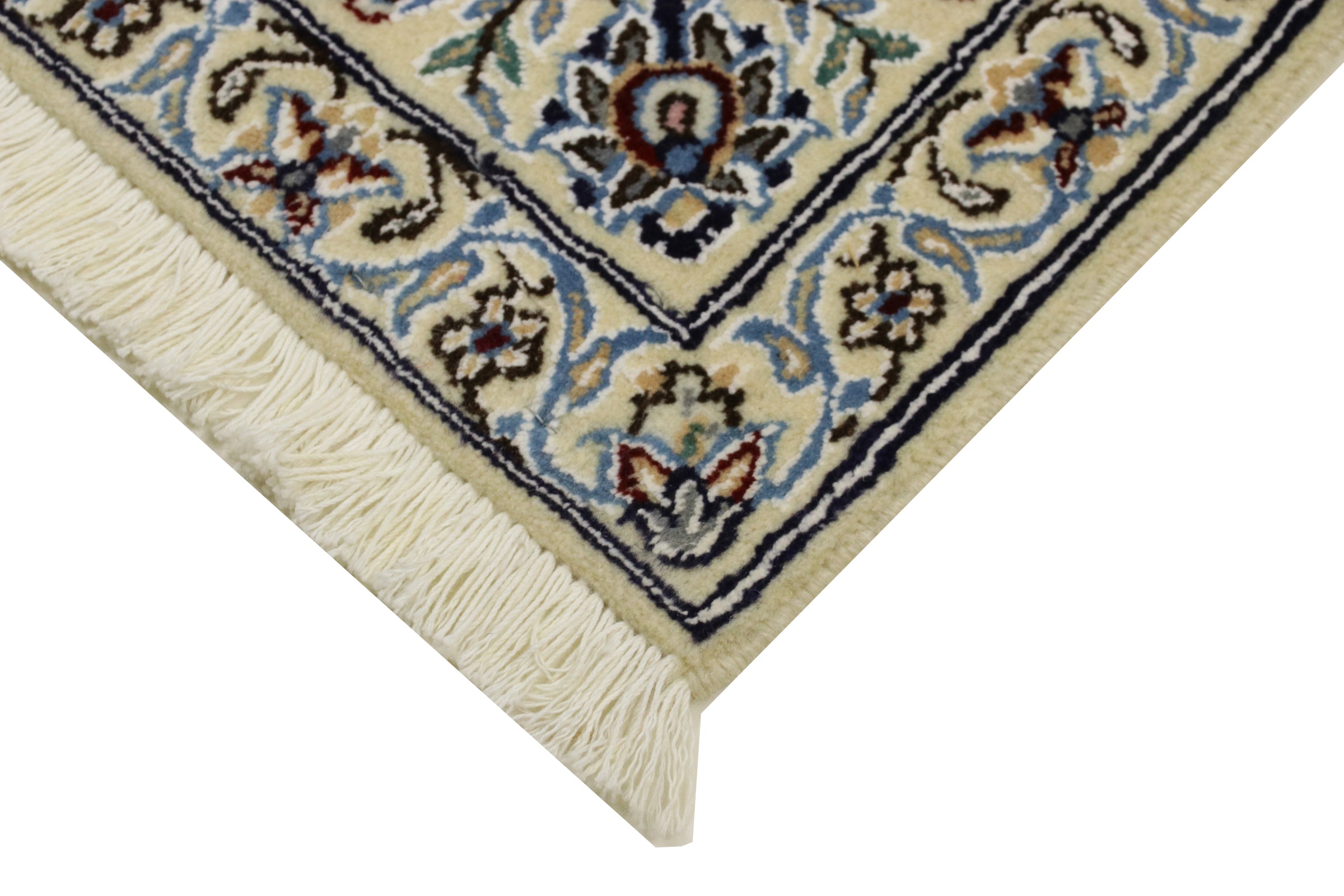 Persian carpet Nain 9LA 60x90 hand-knotted white medallion oriental UNIKAT short pile