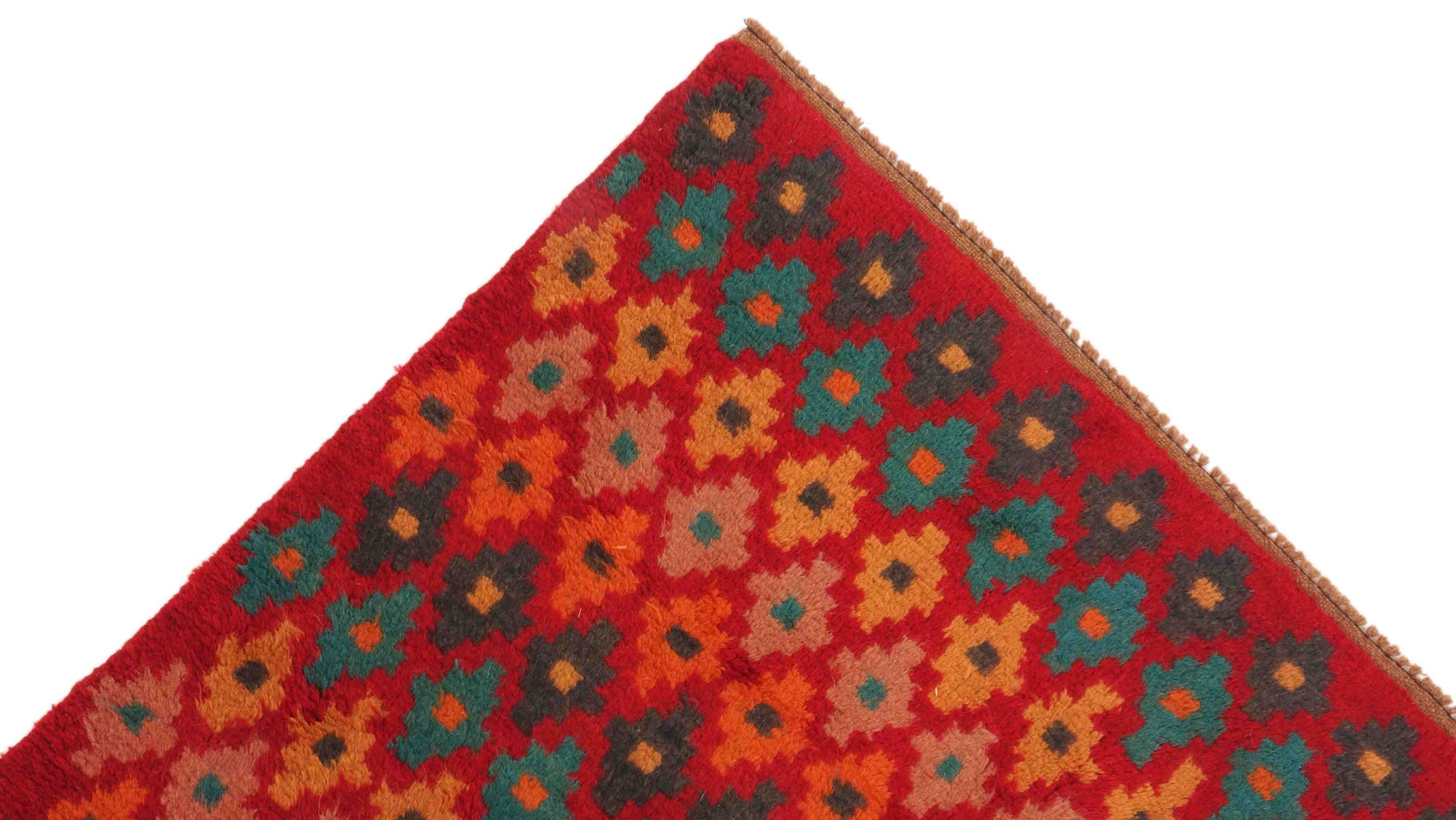 Gabbeh Teppich 110x170 Handgeknüpft Rot Streifen Orientalisch UNIKAT Kurzflor
