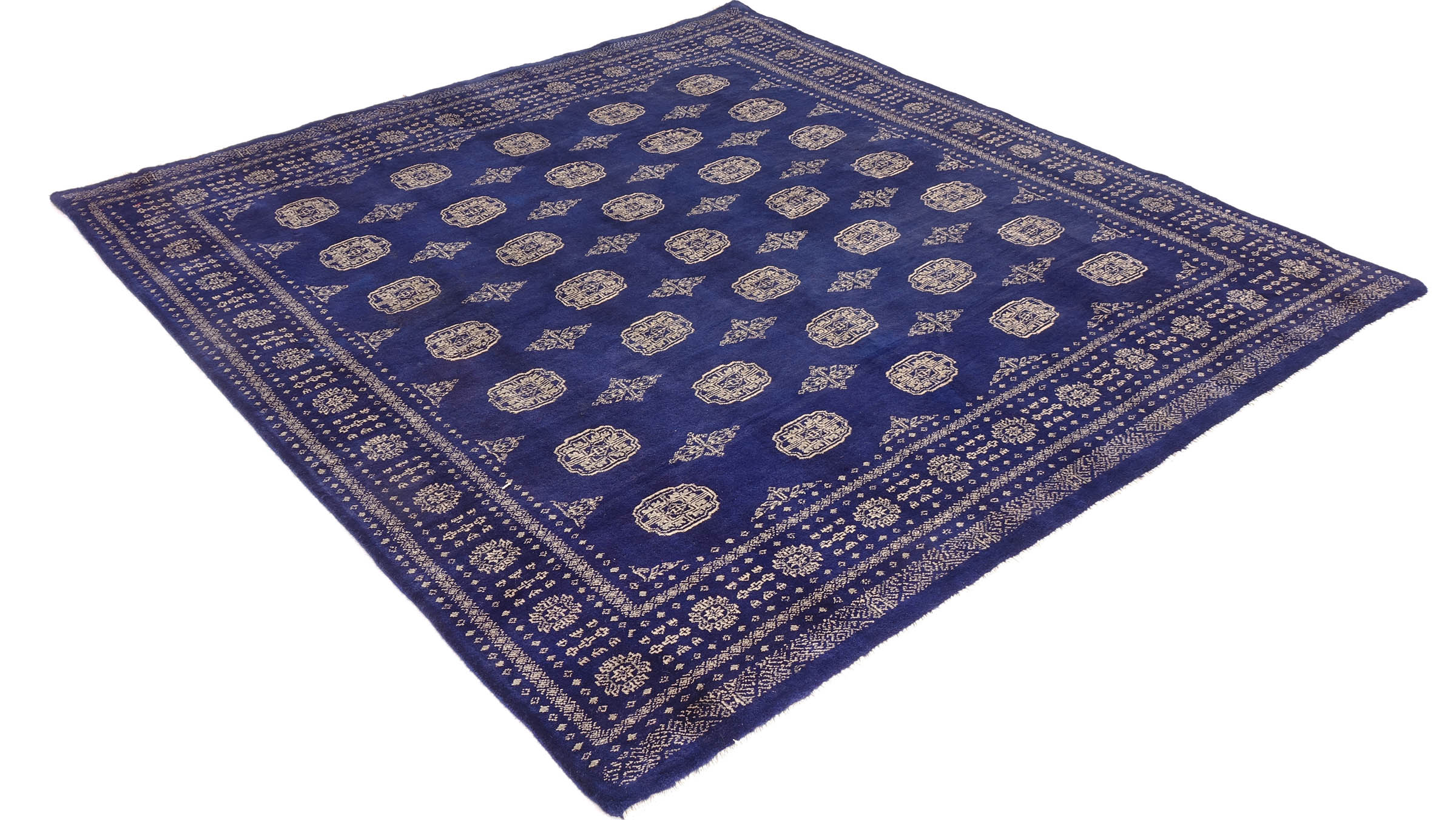 Pakistan Buchara 3ply Teppich 200x200 Handgeknüpft Quadratisch Blau Geometrisch Orient