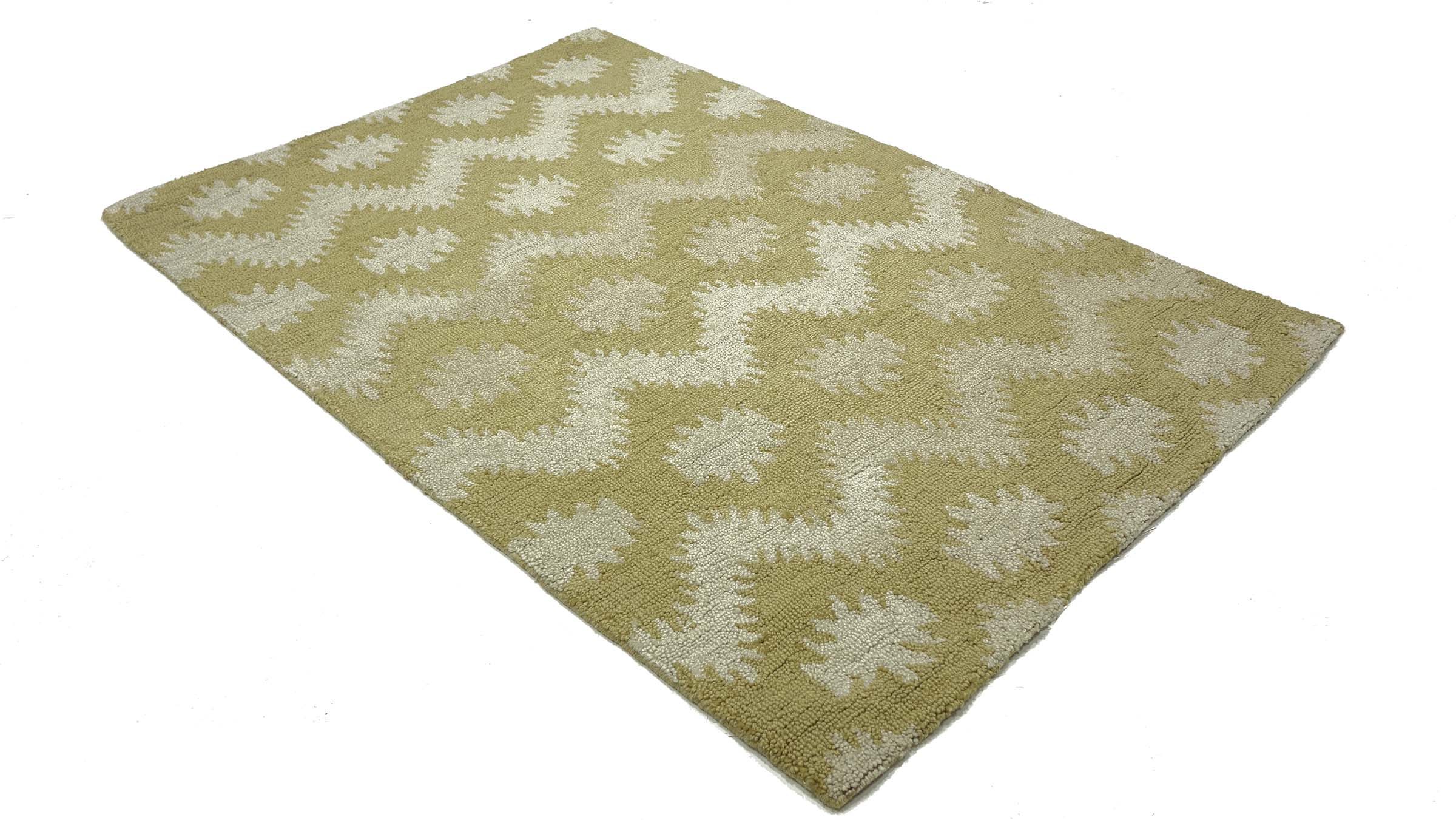 Handgefertigter Teppich 120x180 Gold Durchgemustert Handarbeit Handtuft Modern