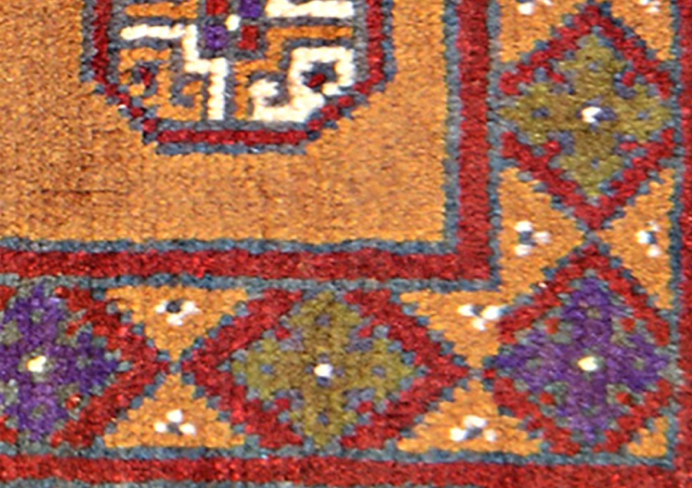 Afghan Aqcha Poshti Teppich 40x60 Handgeknüpft Braun Geometrisch Orient Kurzflor
