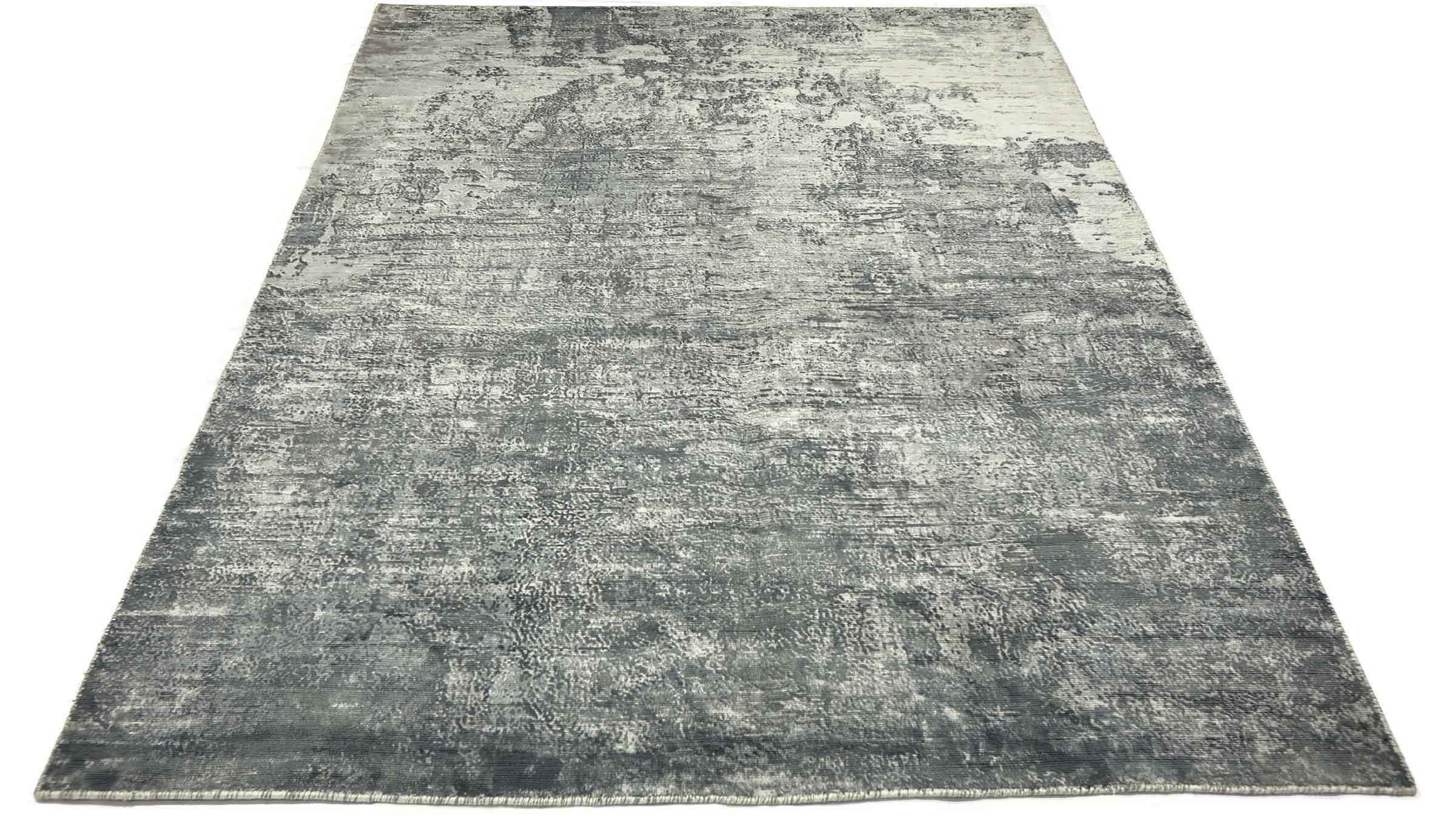 Handloom Vintage 230x160 Handgewebt Teppich 160x230 Grau Abstrakt Handarbeit Orient