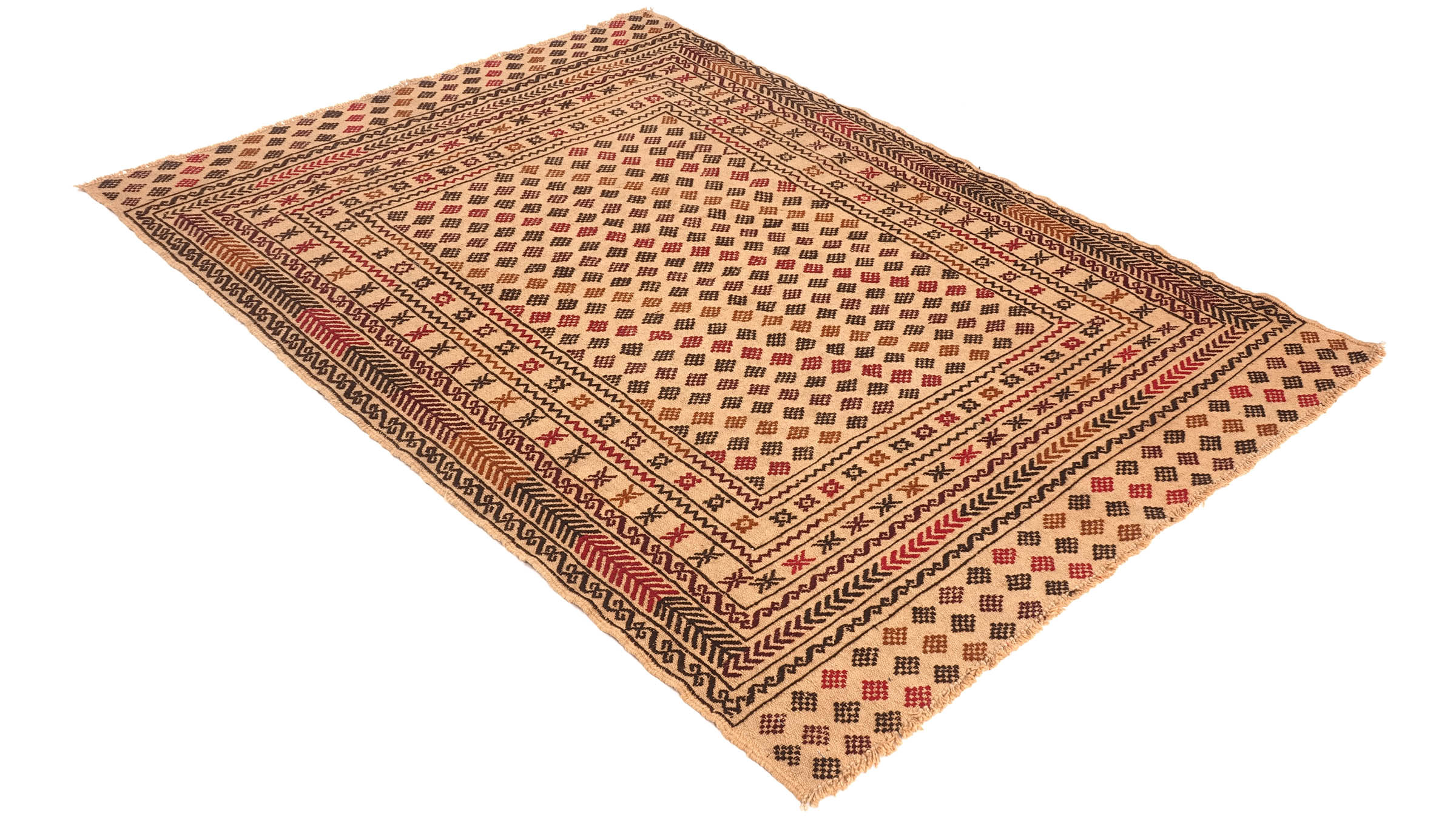 Afghan Kelim Gol Barjasta Teppich 120x180 Handgewebt Gold Geometrisch Handarbeit Gewebt