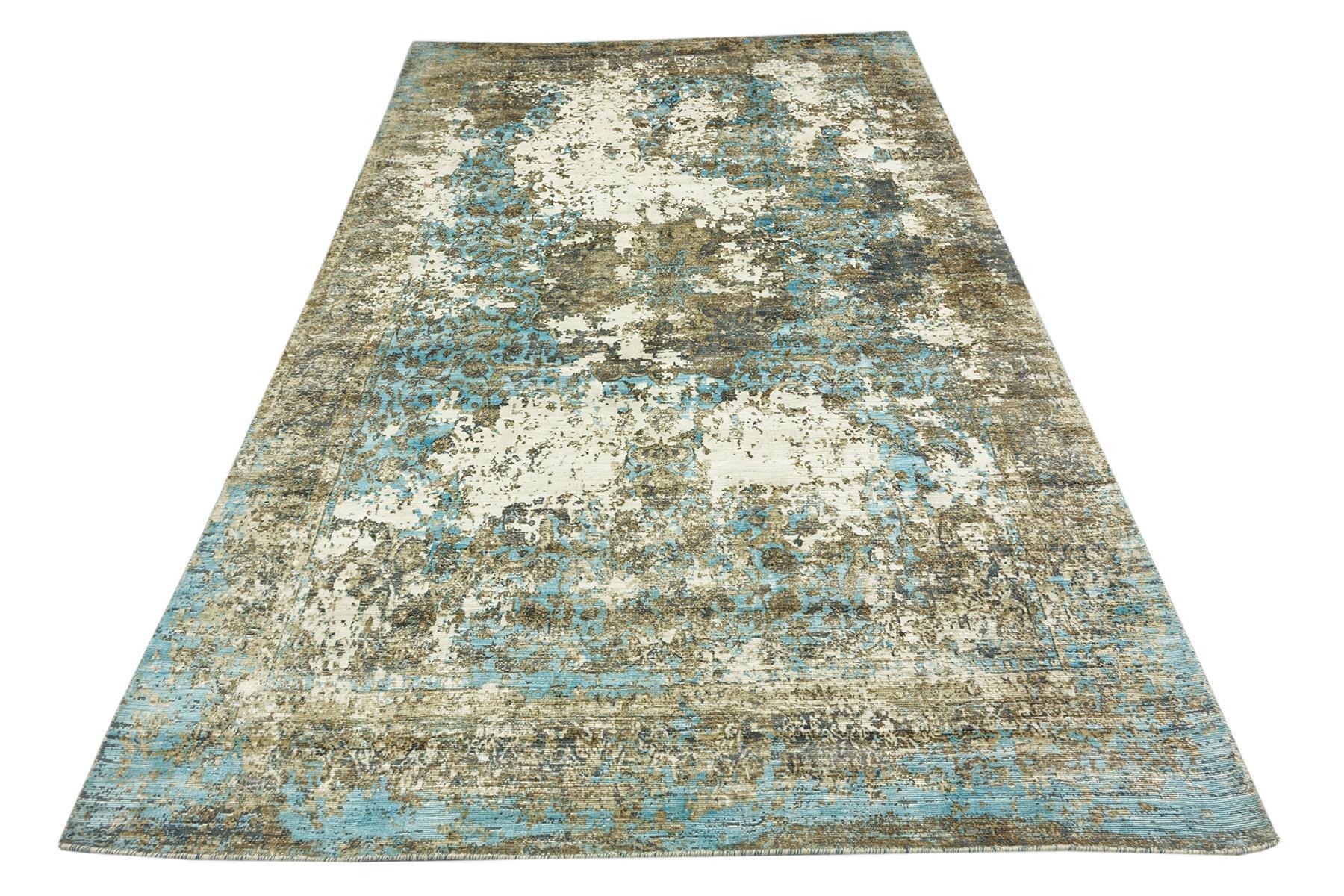 Handloom Vintage 160x90 120x180 160x230 200x300 Handgewebt Teppich Grau Abstrakt Handarbeit
