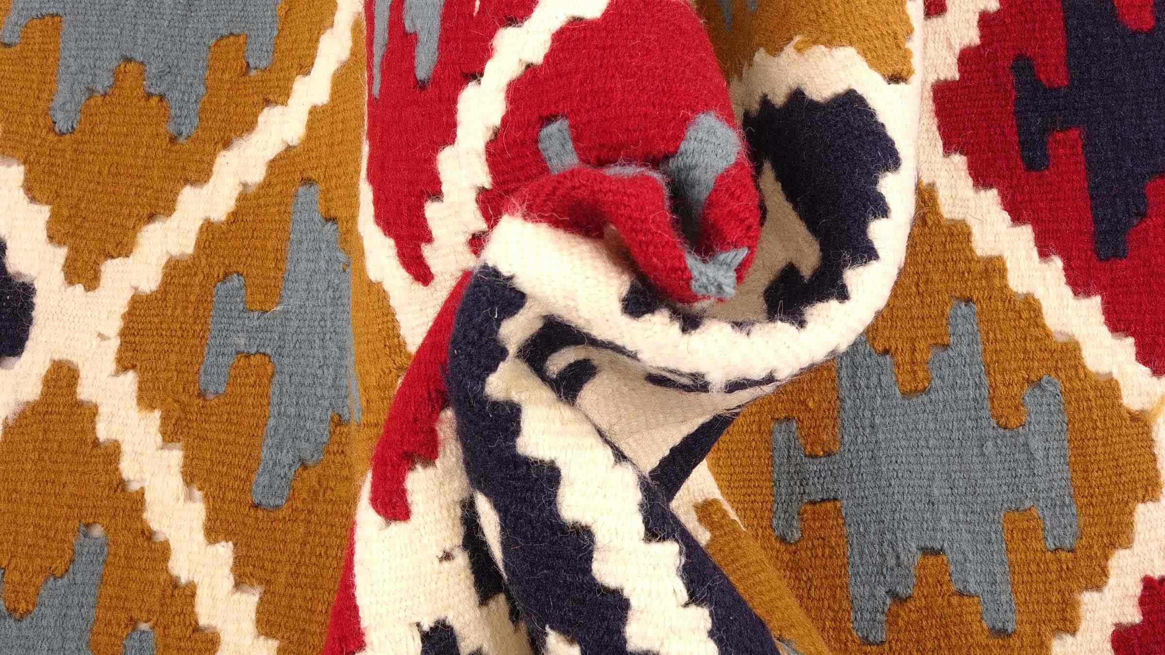 Perserteppich Kelim Ardebil 90x150 Handgewebt Beige Geometrisch Handarbeit Zimmer