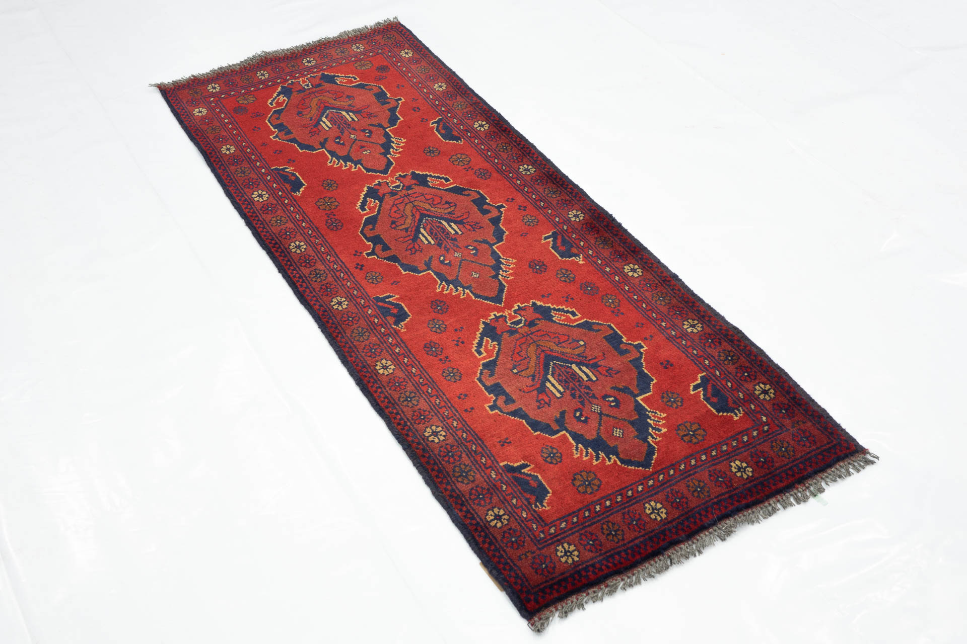 Afghan Khal Mohammadi 50x150 Handgeknüpft Teppich Läufer Braun Geometrisch