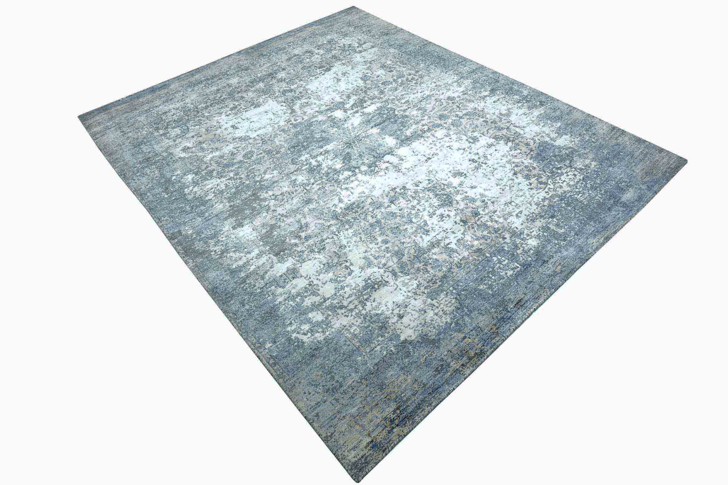 Handloom Vintage 240x170 Handgewebt Teppich 170x240 Blau Abstrakt Handarbeit Orient