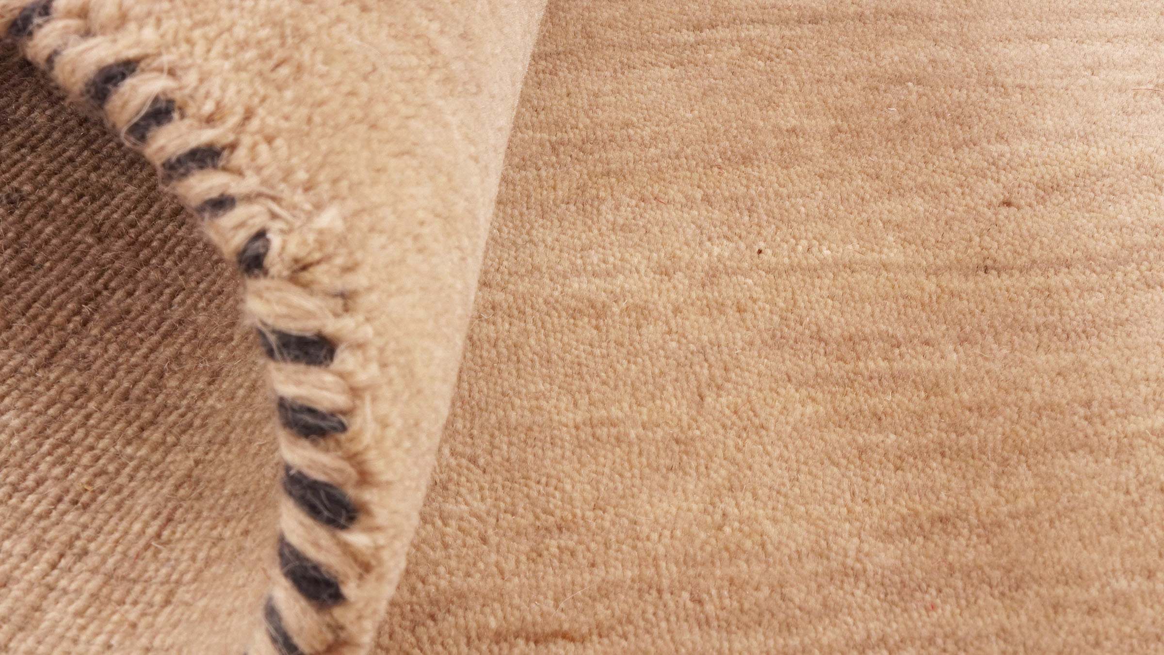 Wollteppich Gabbeh UNI 120x120 Handgewebt Rund Beige Einfarbig Handarbeit Zimmer
