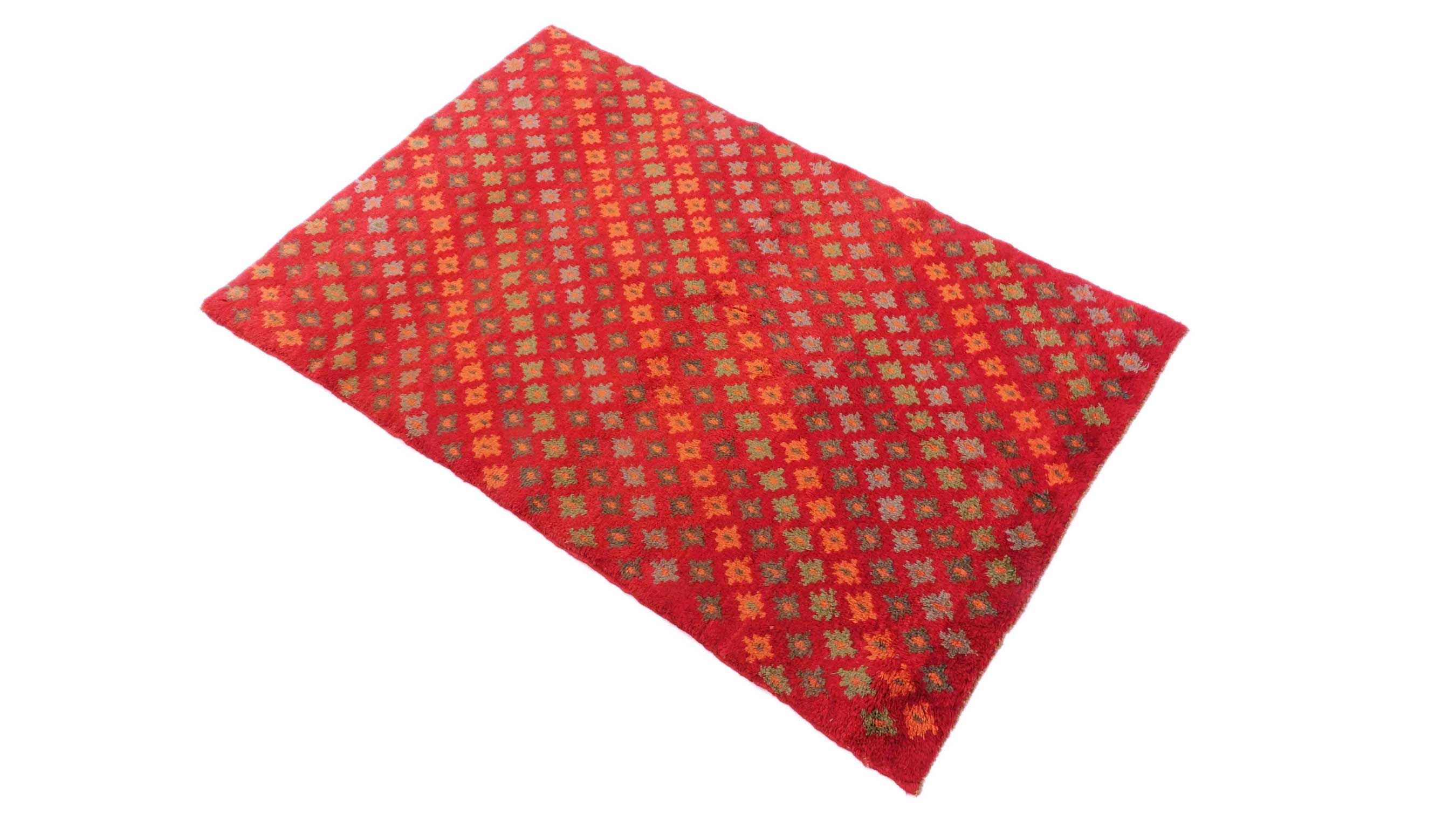 Gabbeh Teppich 110x170 Handgeknüpft Rot Durchgemustert Orientalisch UNIKAT Kurzflor