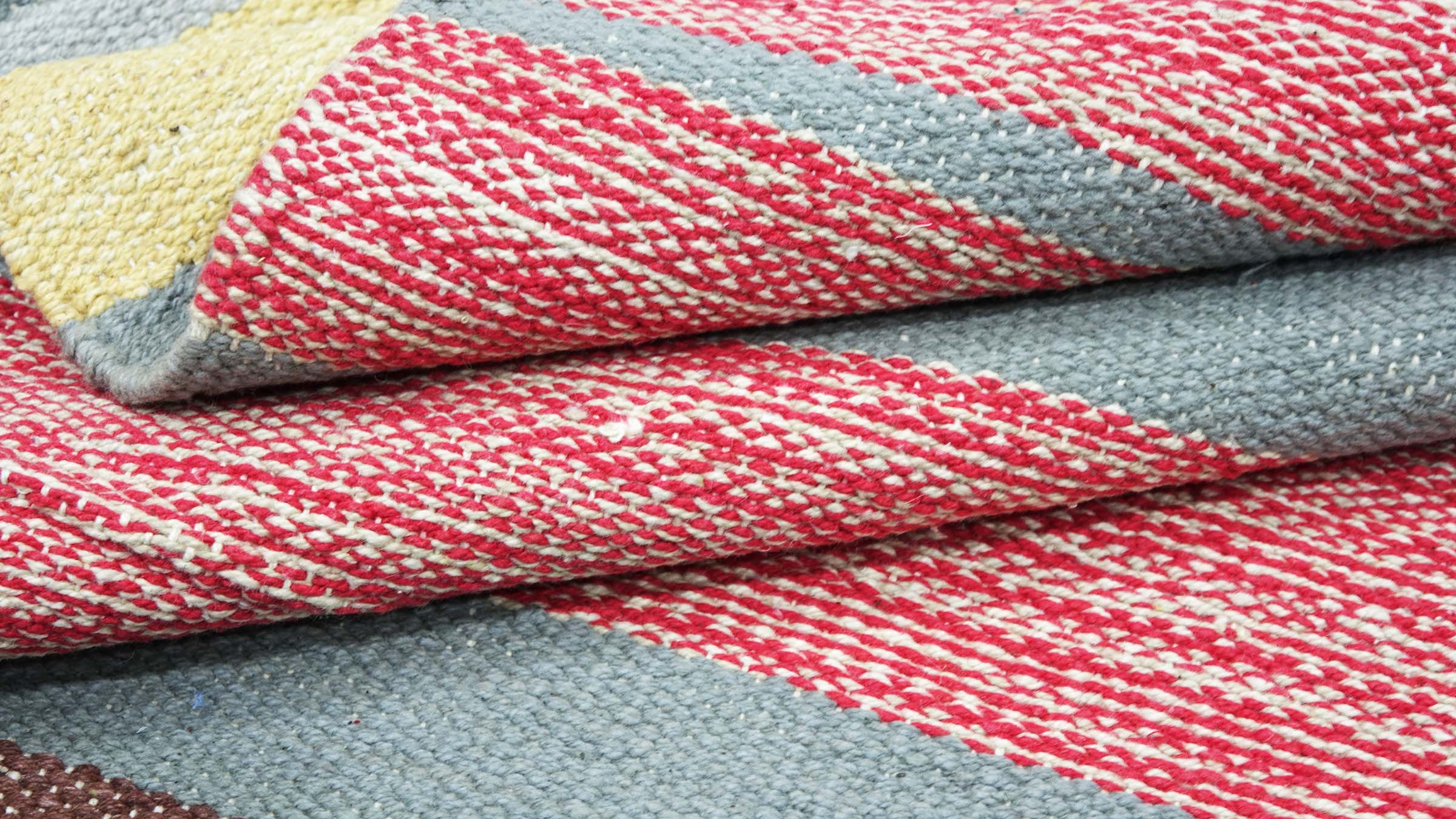 Knallbunter Kelim Teppich 60x90 Handgewebt Mehrfarbig Gestreift Handarbeit Gewebt