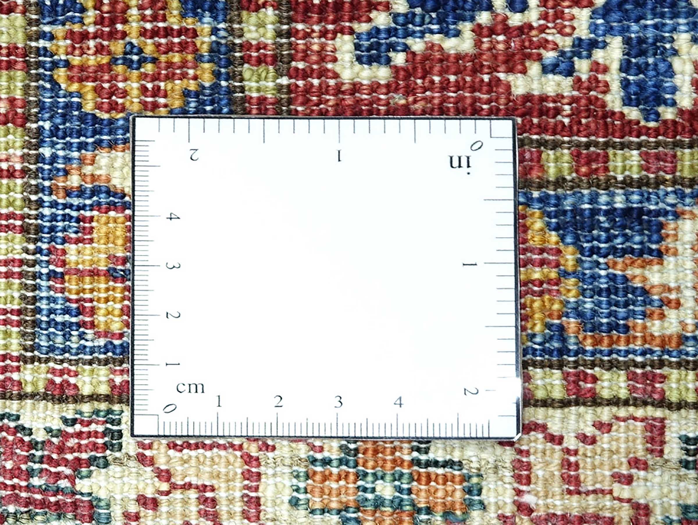 Afghan Feiner Kazak Teppich 240x340 Handgeknüpft Blau Geometrisch Orient Kurzflor