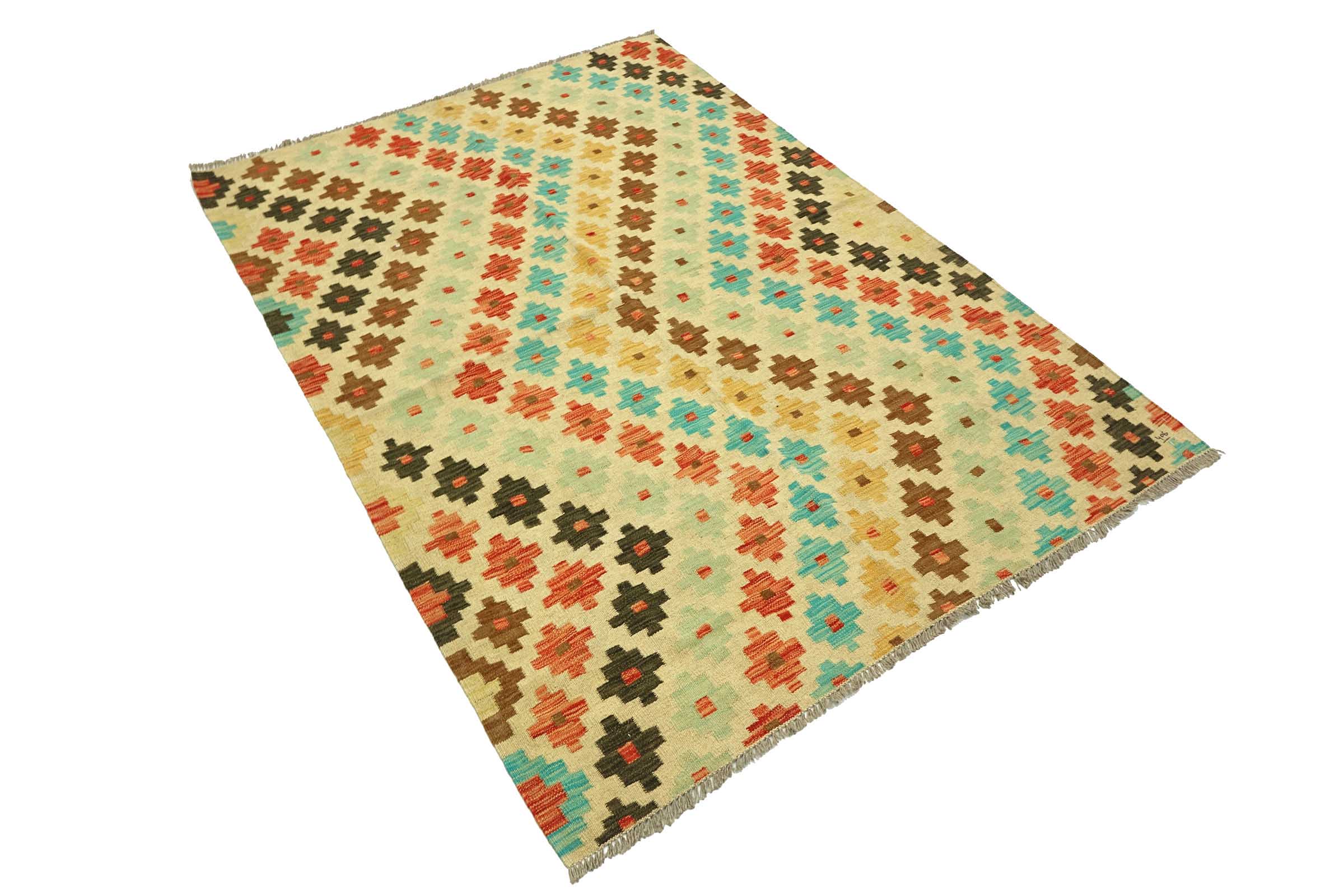 Afghan Maimana Kelim Bunt 150x200 Handgewebt Teppich Bunt Geometrisch Orient