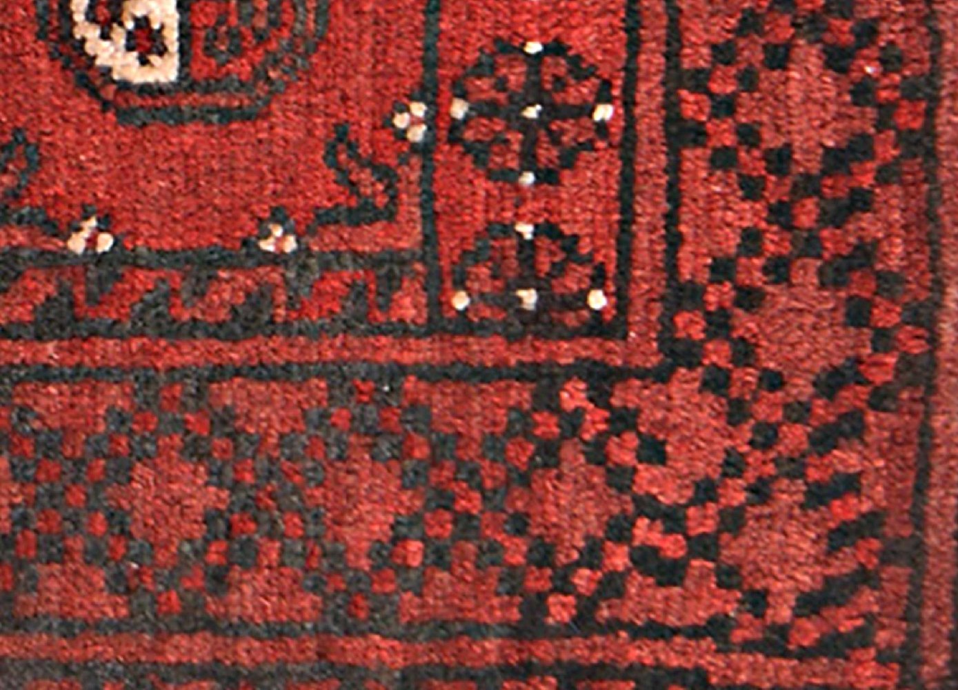 Afghan Aqcha Poshti Teppich 40x60 Handgeknüpft Rot Geometrisch Orient Kurzflor