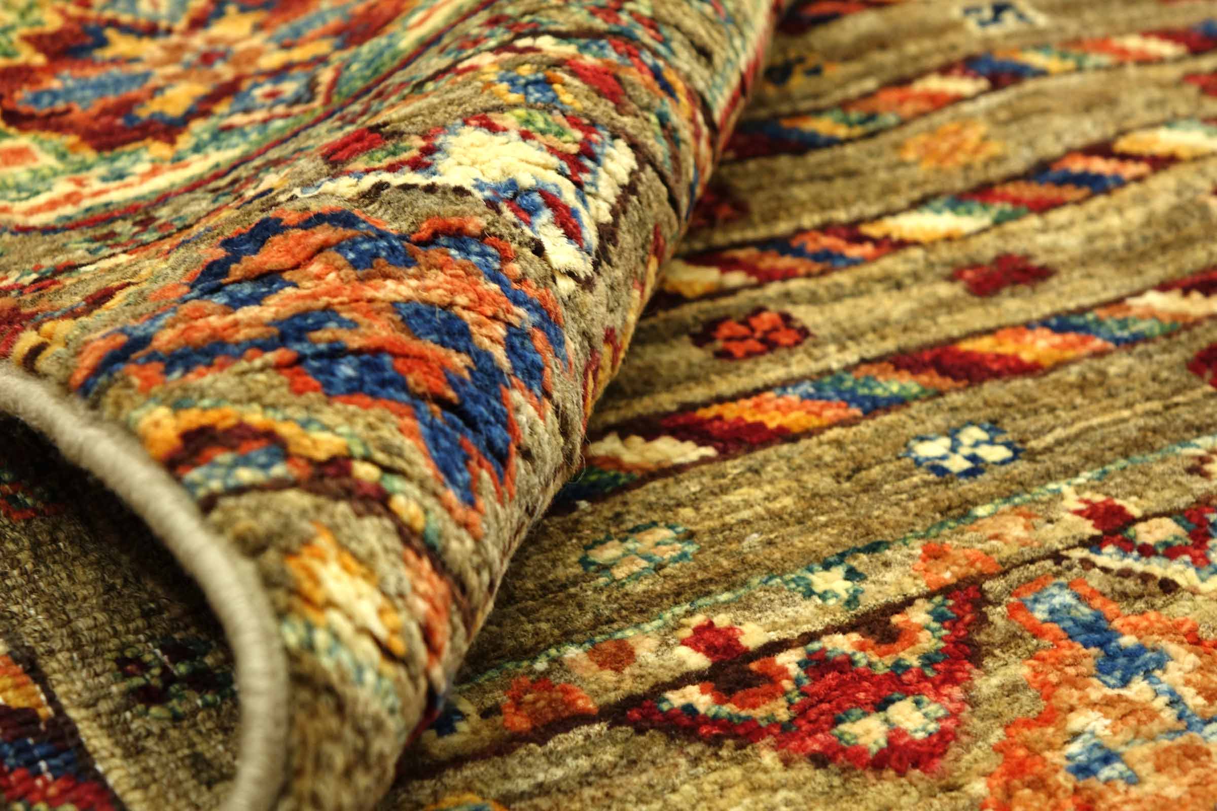Afghan Khorjin Shaal 100x150 Handgeknüpft Orientteppich Braun Streifen Wolle