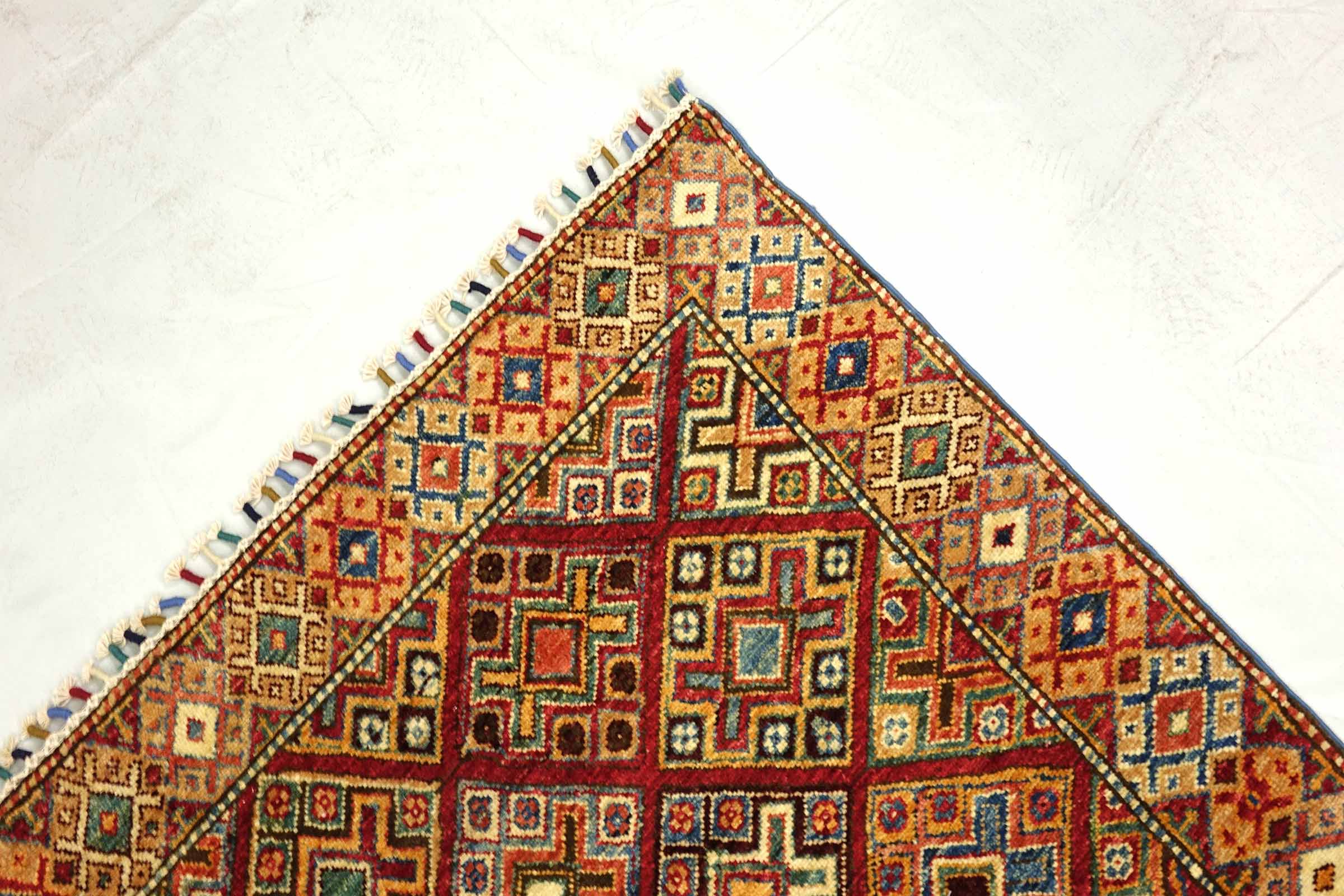 Afghan Khorjin Shaal 210x330 Handgeknüpft Orientteppich Hellblau Streifen Wolle