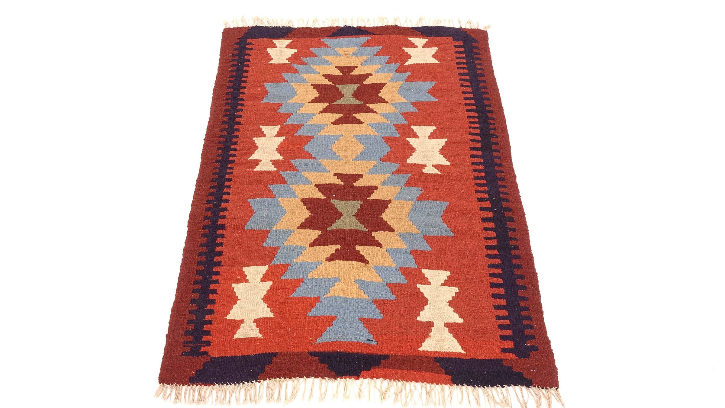 Perserteppich Kelim Ardebil 90x130 Handgewebt Braun Geometrisch Handarbeit Zimmer
